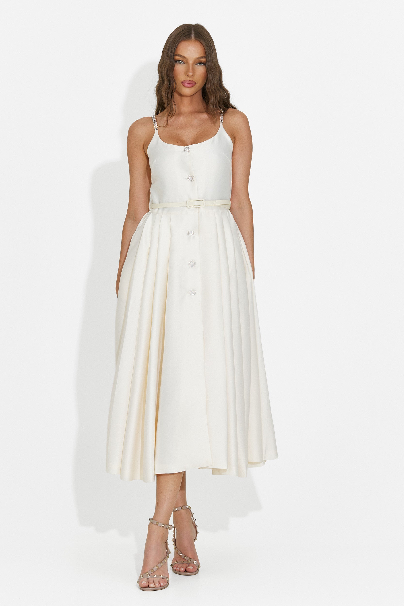 Vestito donna midi beige Florinela Bogas