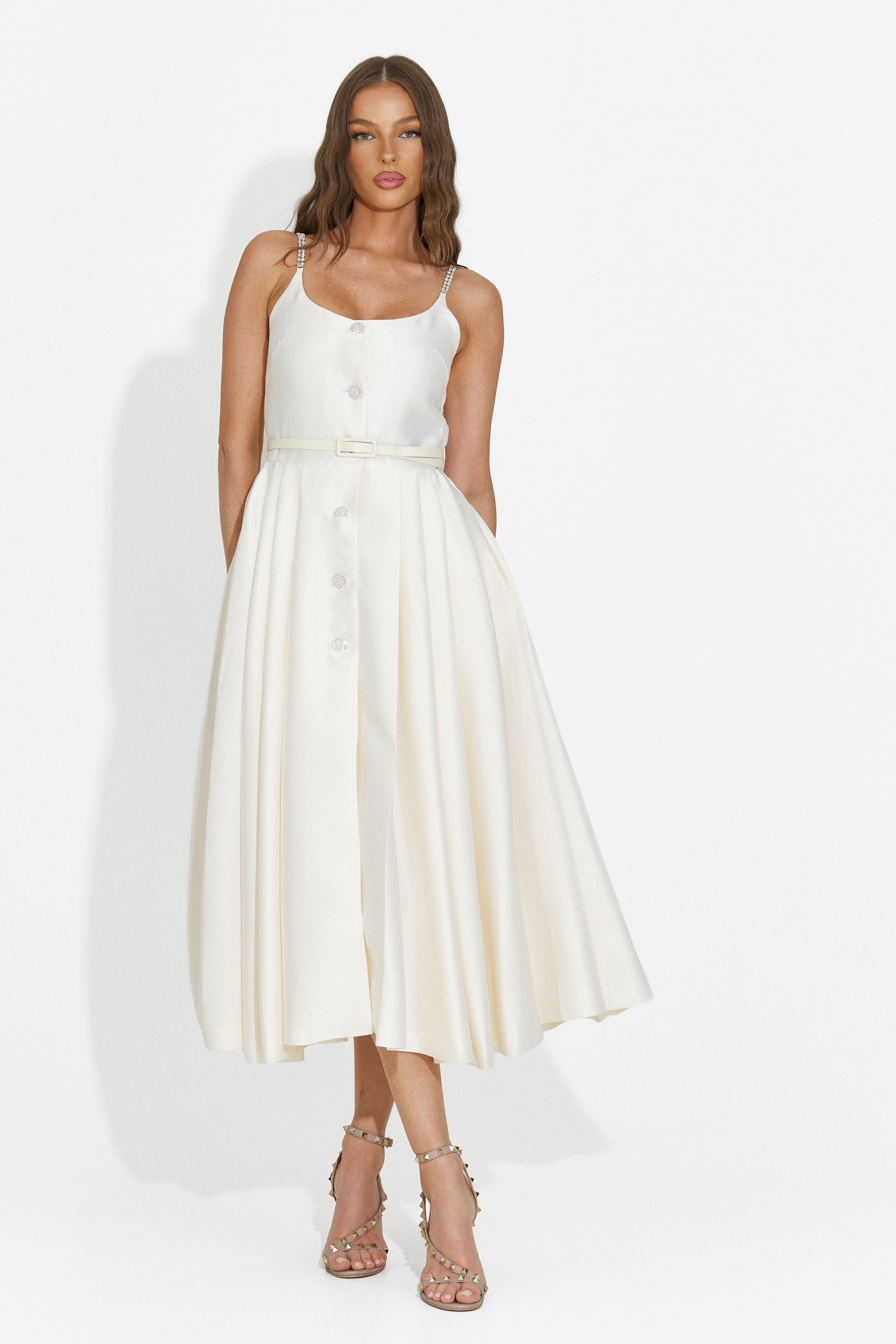 Vestito donna midi beige Florinela Bogas