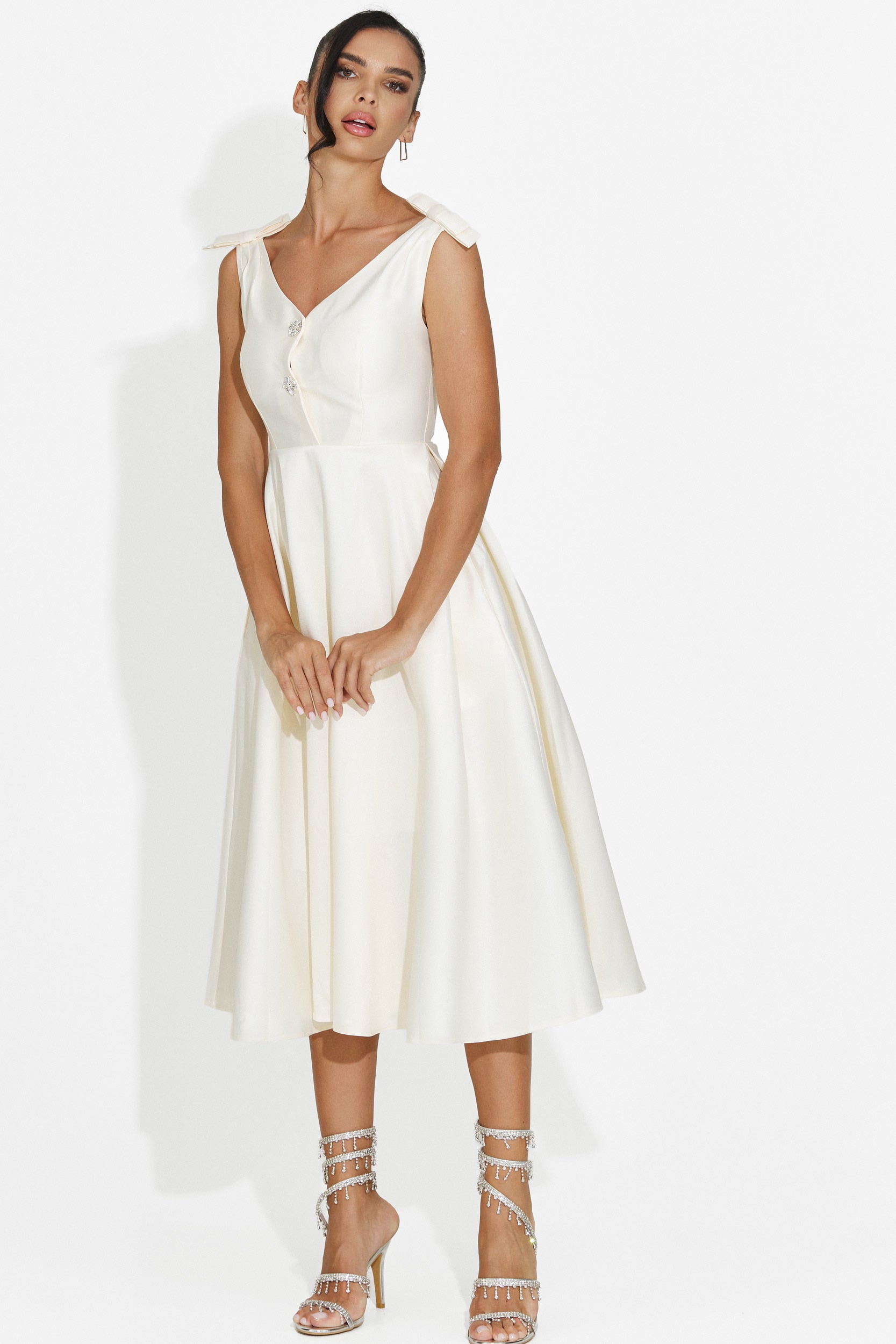 Abito midi da donna crema Ayanda Bogas