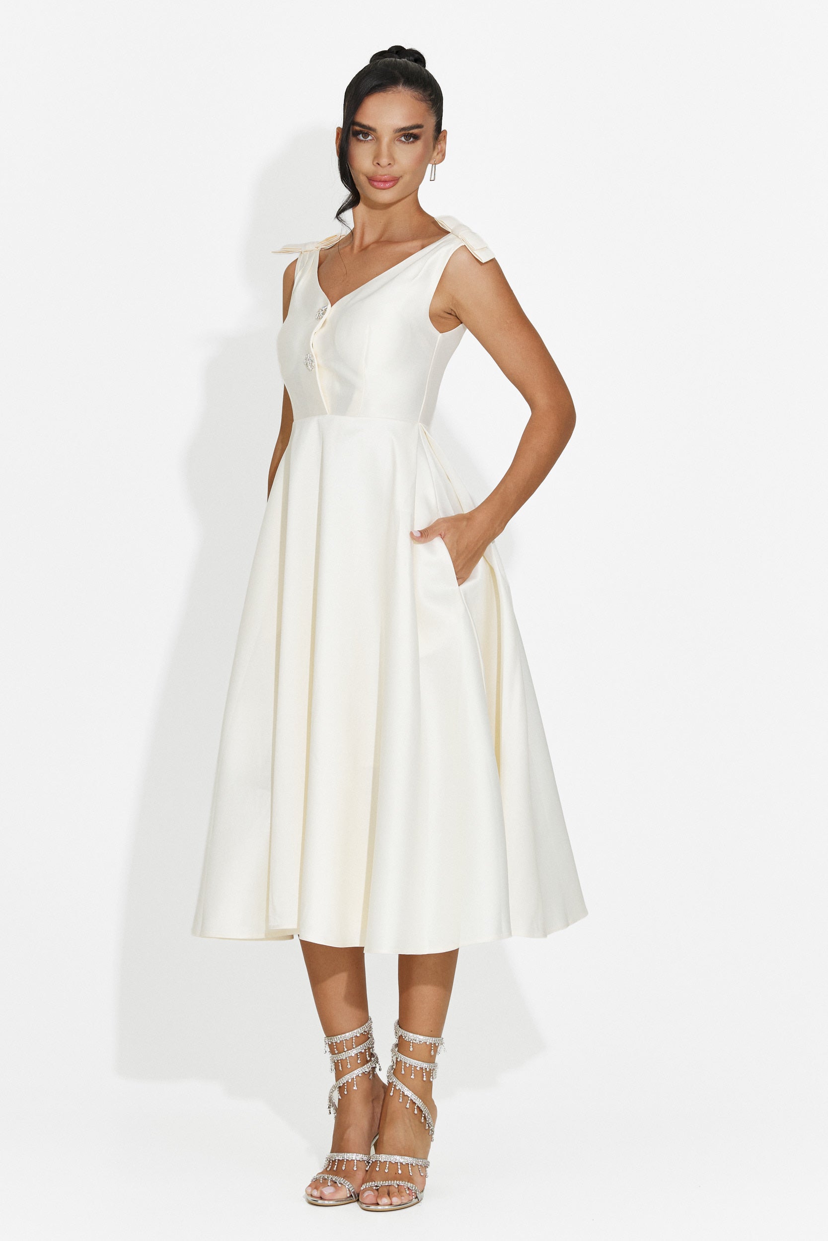 Abito midi da donna crema Ayanda Bogas