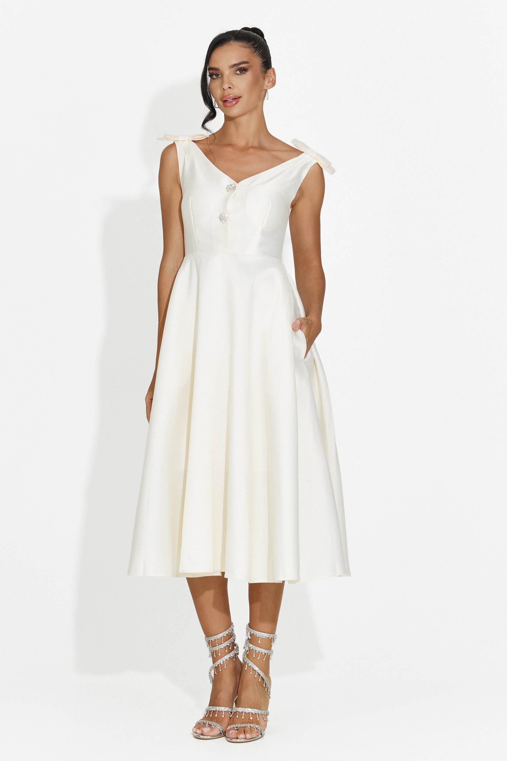 Abito midi da donna crema Ayanda Bogas
