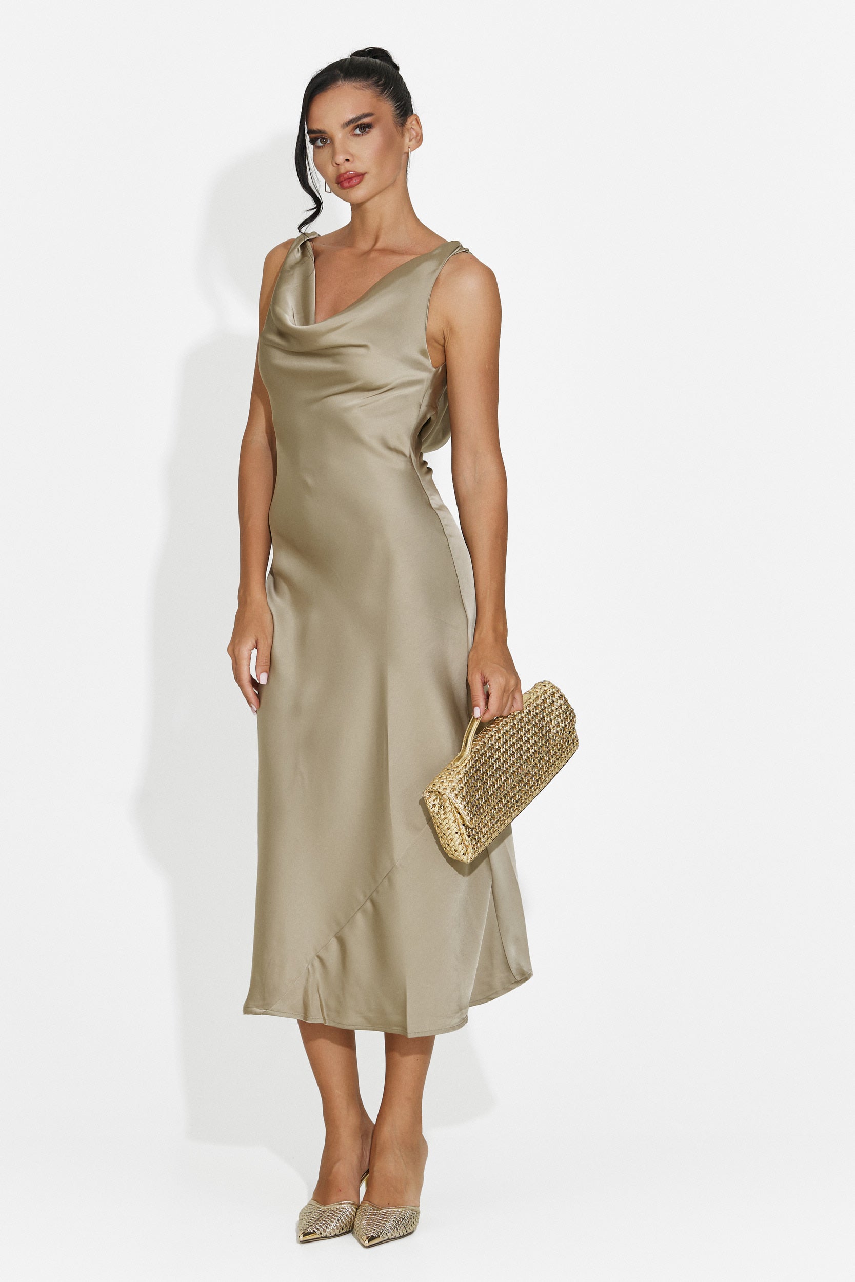 Abito donna midi greige Aliria Bogas