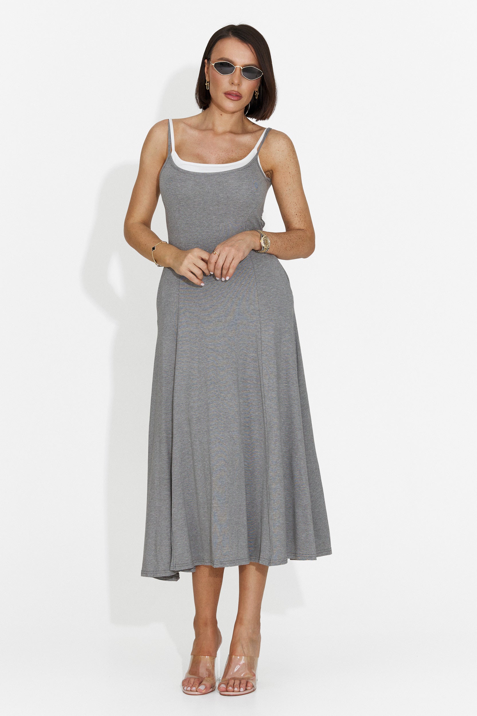 Rochie dama midi gri Anuria Bogas