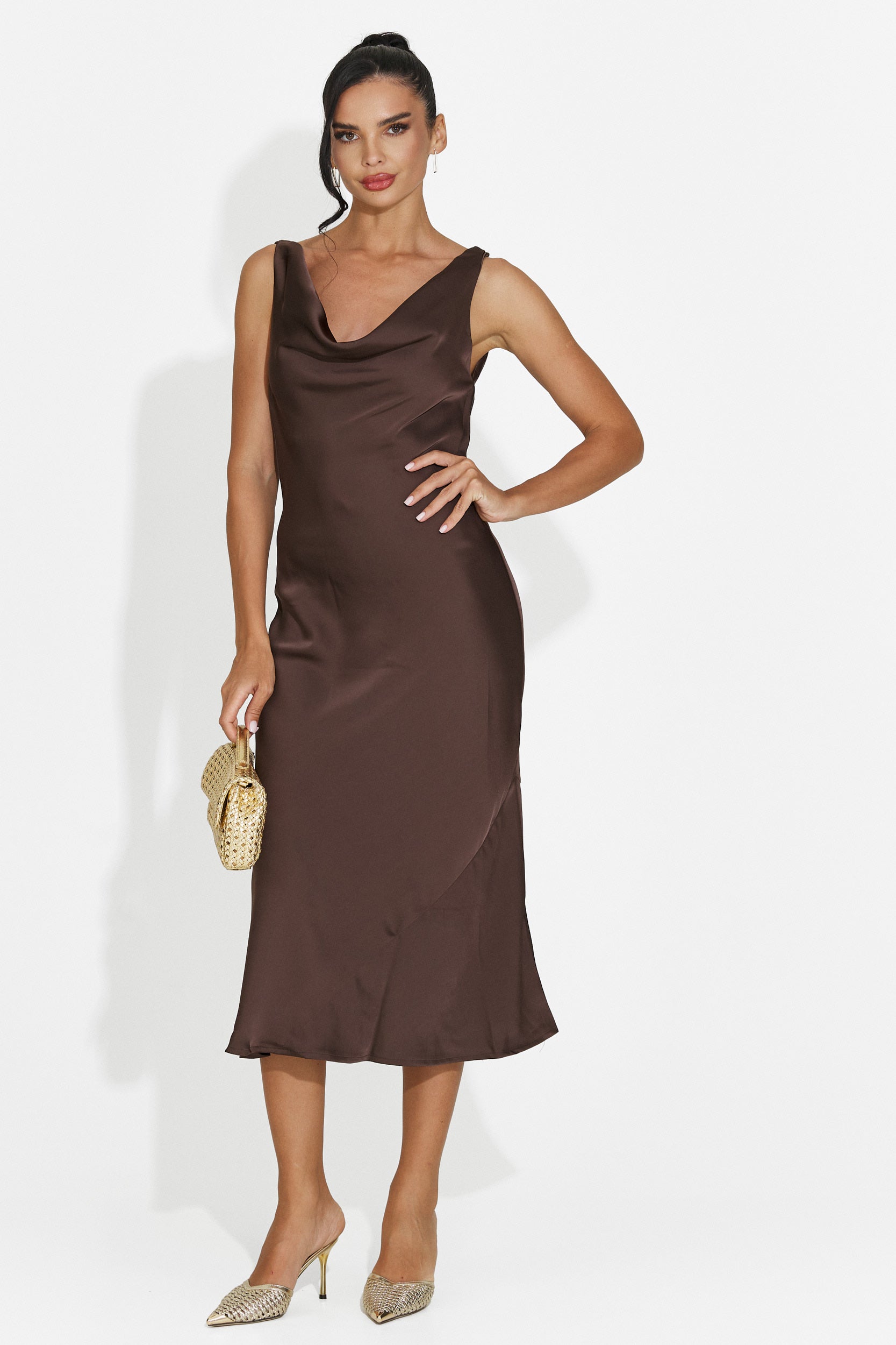Abito donna midi marrone Aliria Bogas