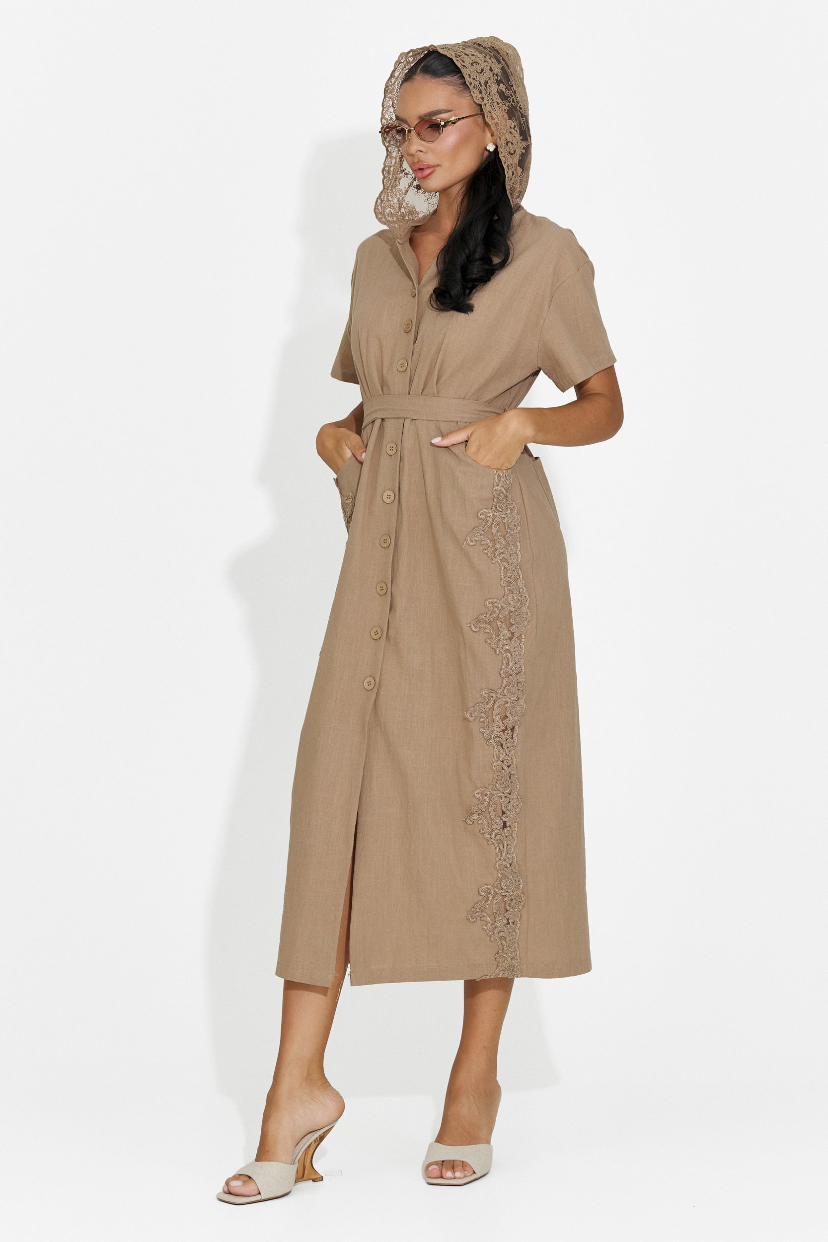 Vestito donna midi marrone Aneira Bogas