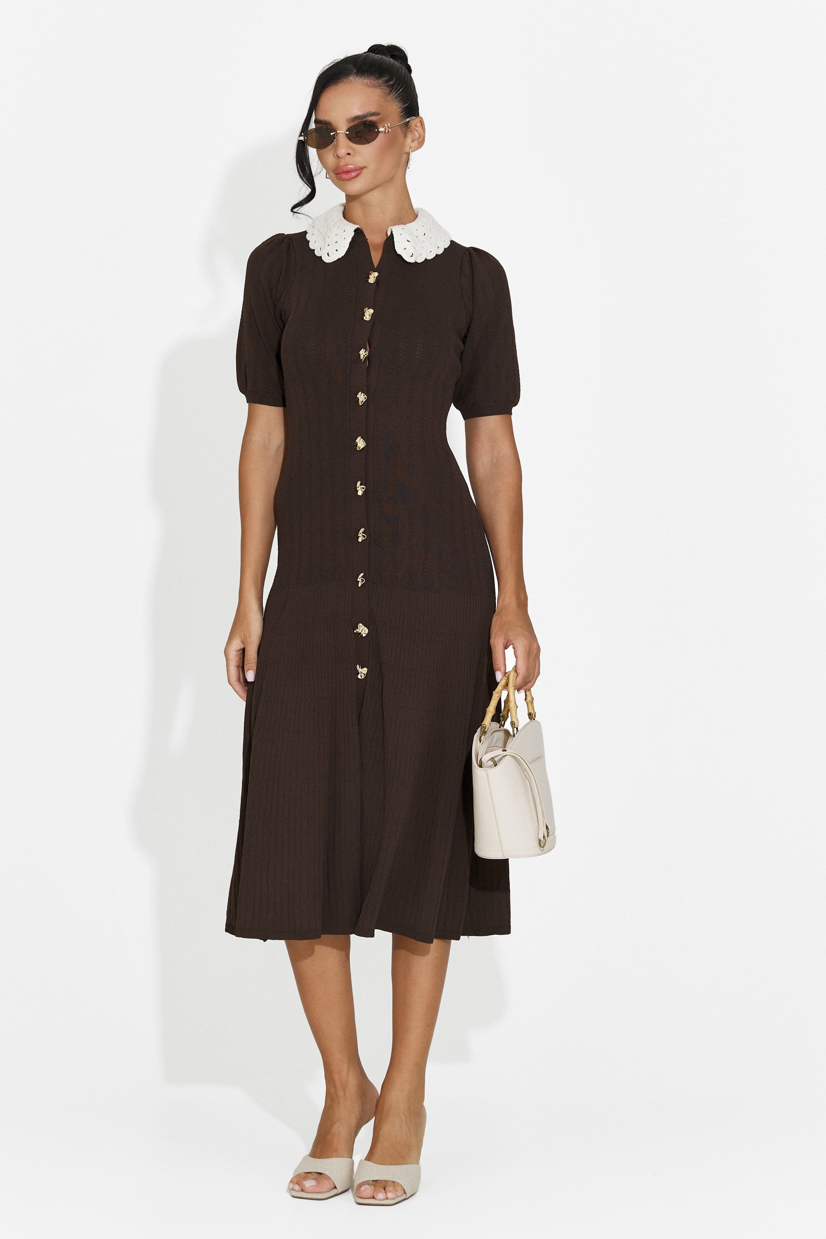 Abito donna midi marrone Ernesta Bogas