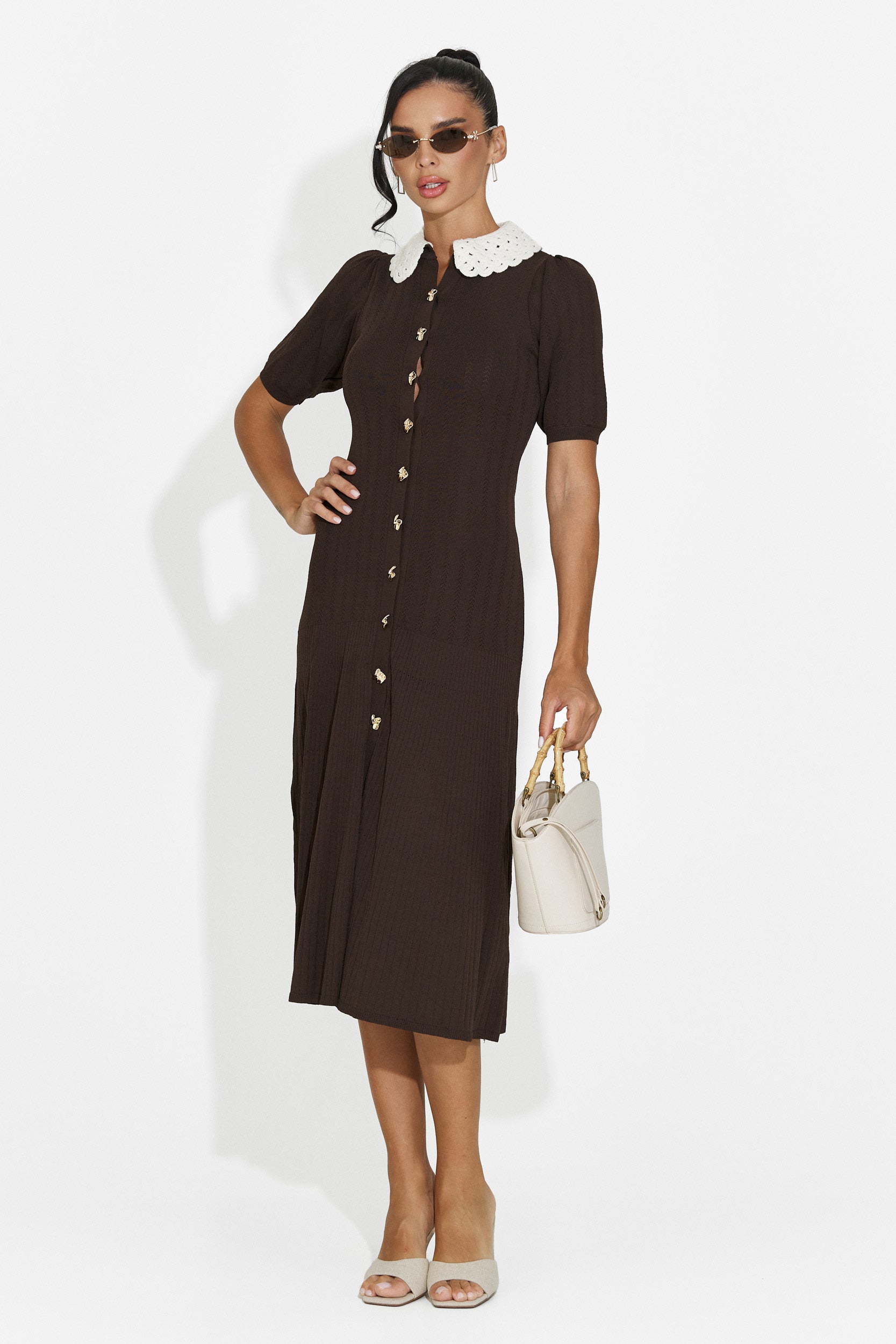 Abito donna midi marrone Ernesta Bogas