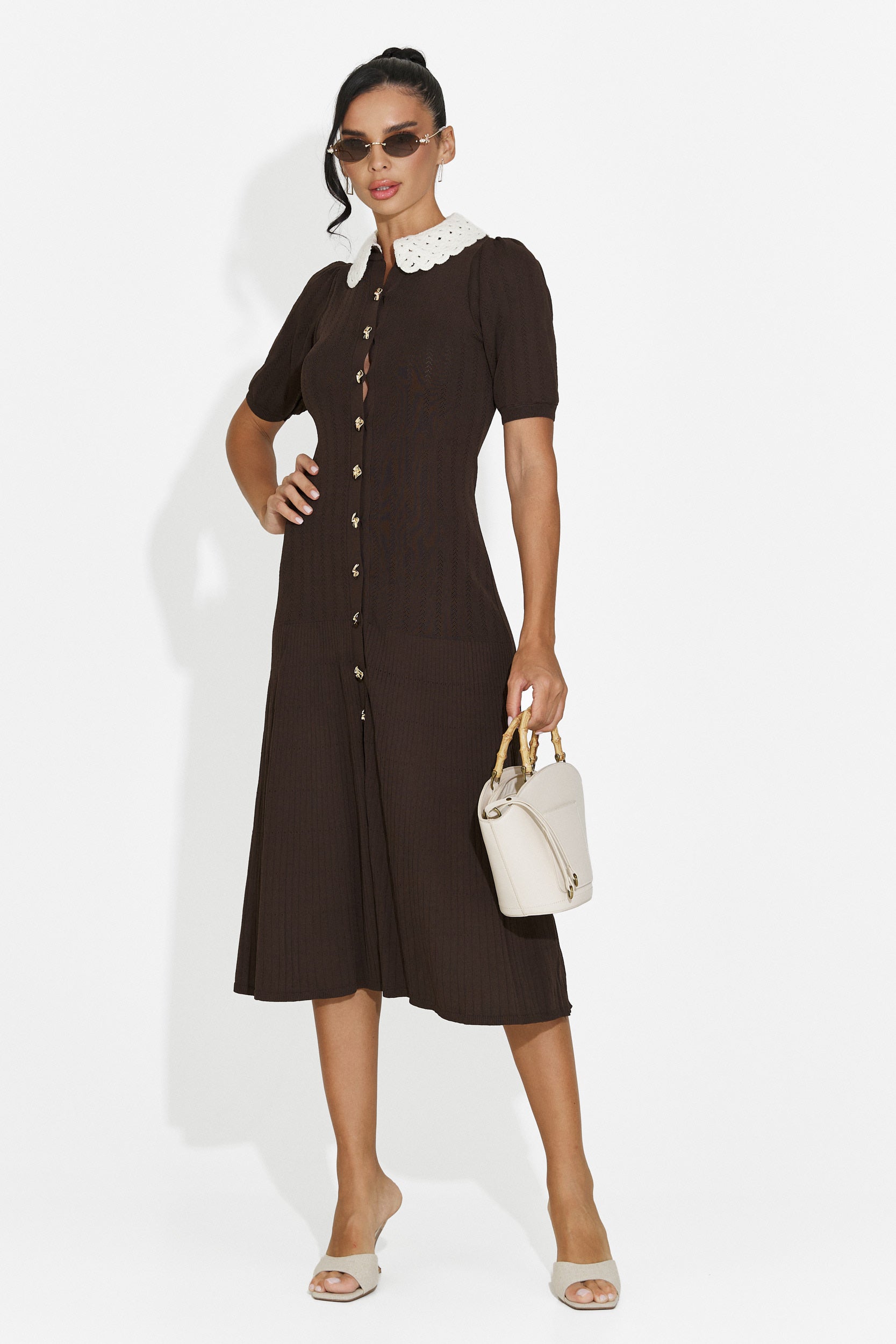 Abito donna midi marrone Ernesta Bogas