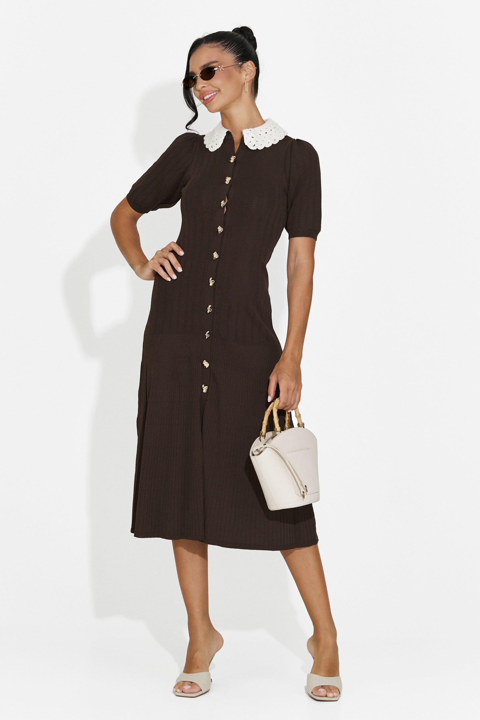 Abito donna midi marrone Ernesta Bogas