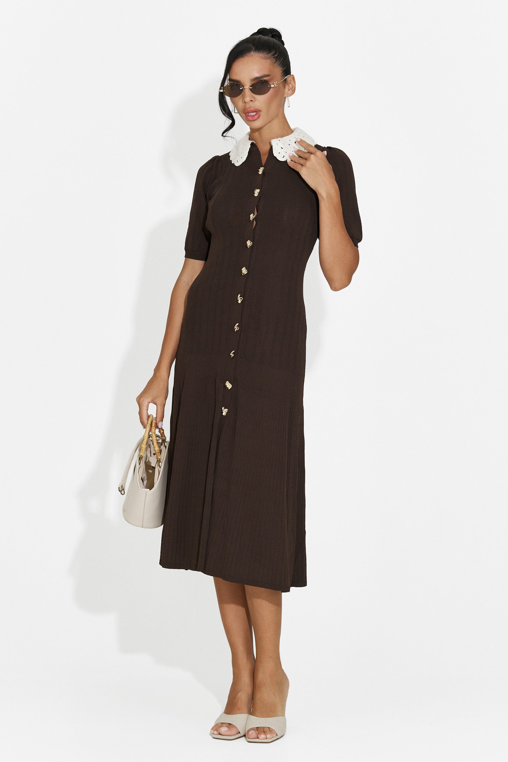 Abito donna midi marrone Ernesta Bogas