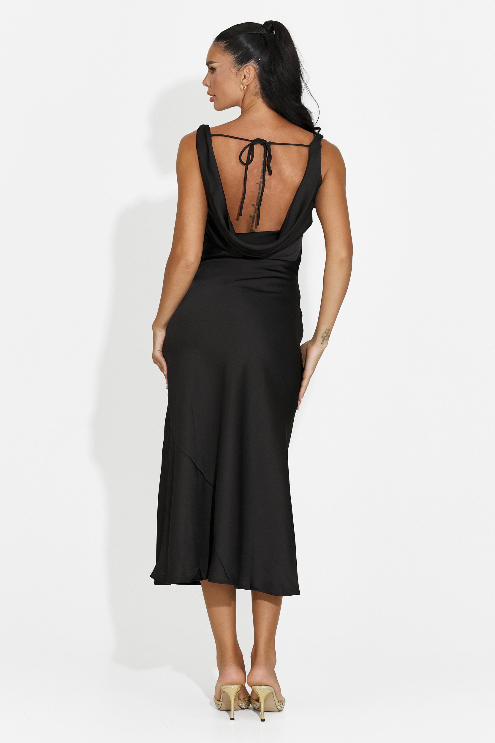 Abito donna midi nero Aliria Bogas