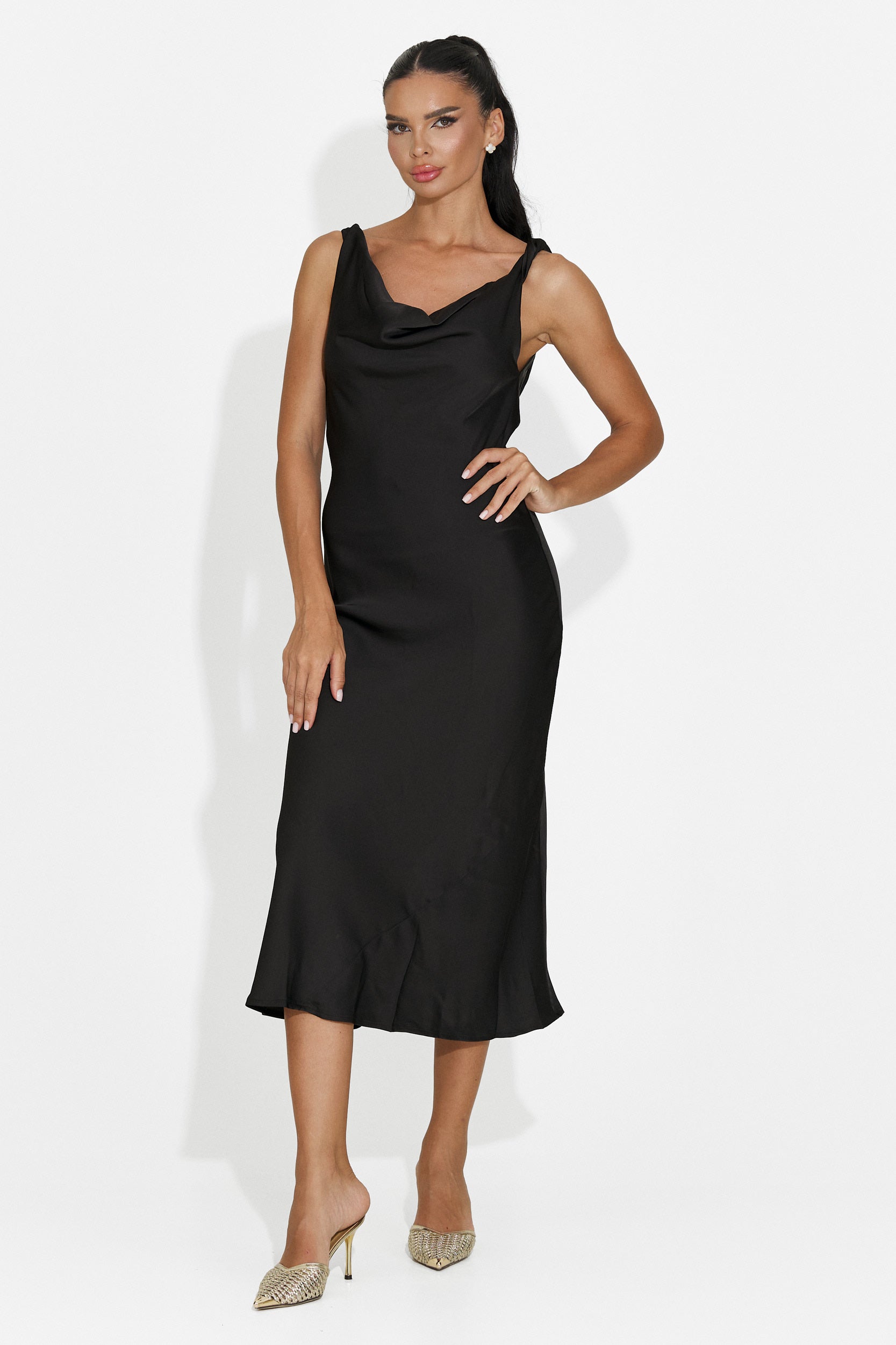 Abito donna midi nero Aliria Bogas