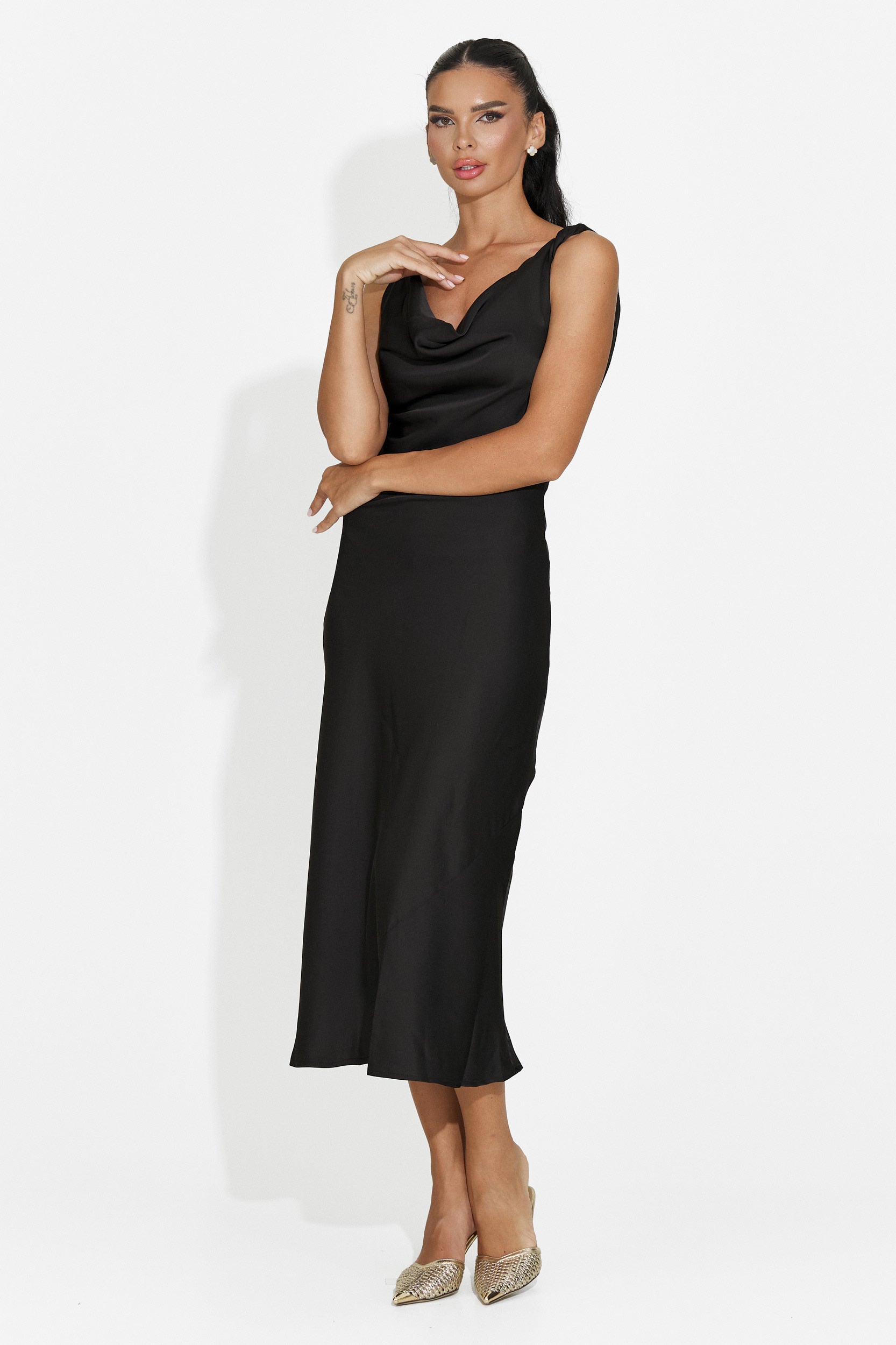 Abito donna midi nero Aliria Bogas