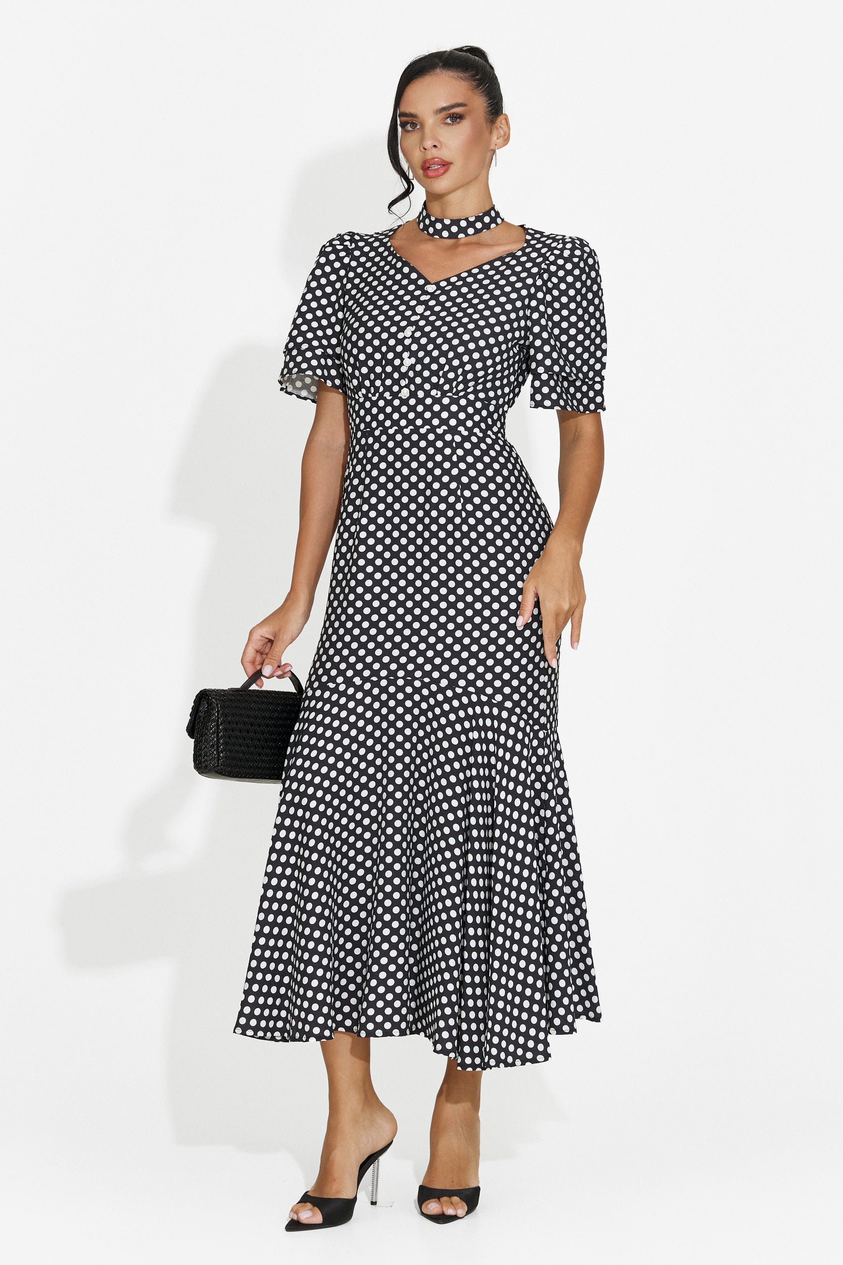 Abito donna midi nero Antoneia Bogas