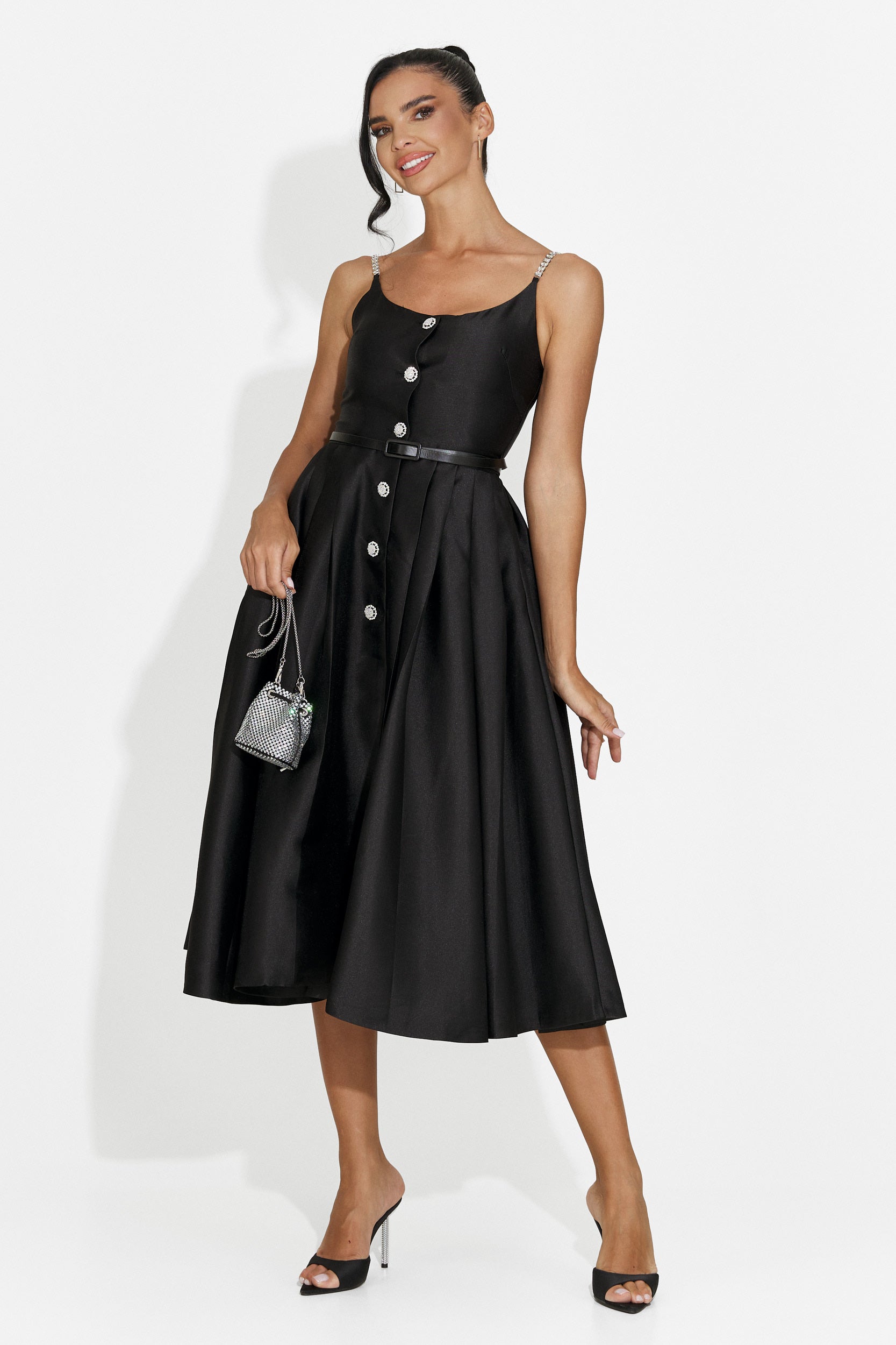 Vestito donna midi nero Florinela Bogas