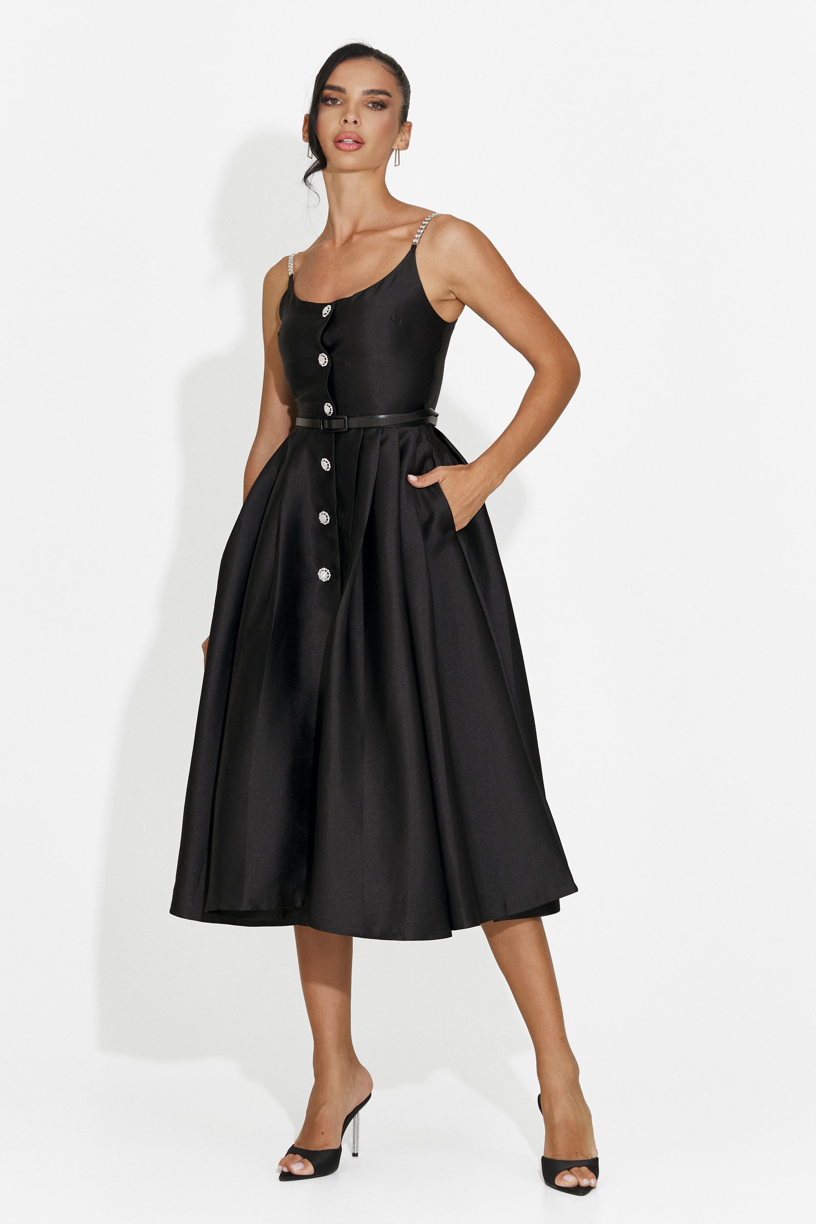 Vestito donna midi nero Florinela Bogas