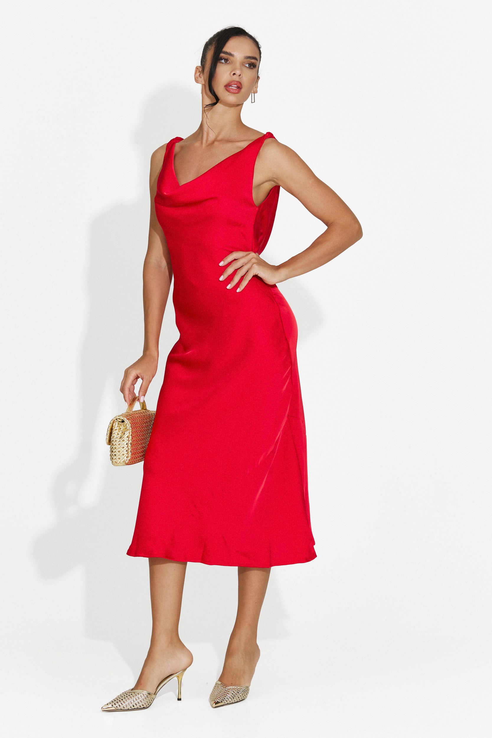 Abito donna midi rosso Aliria Bogas