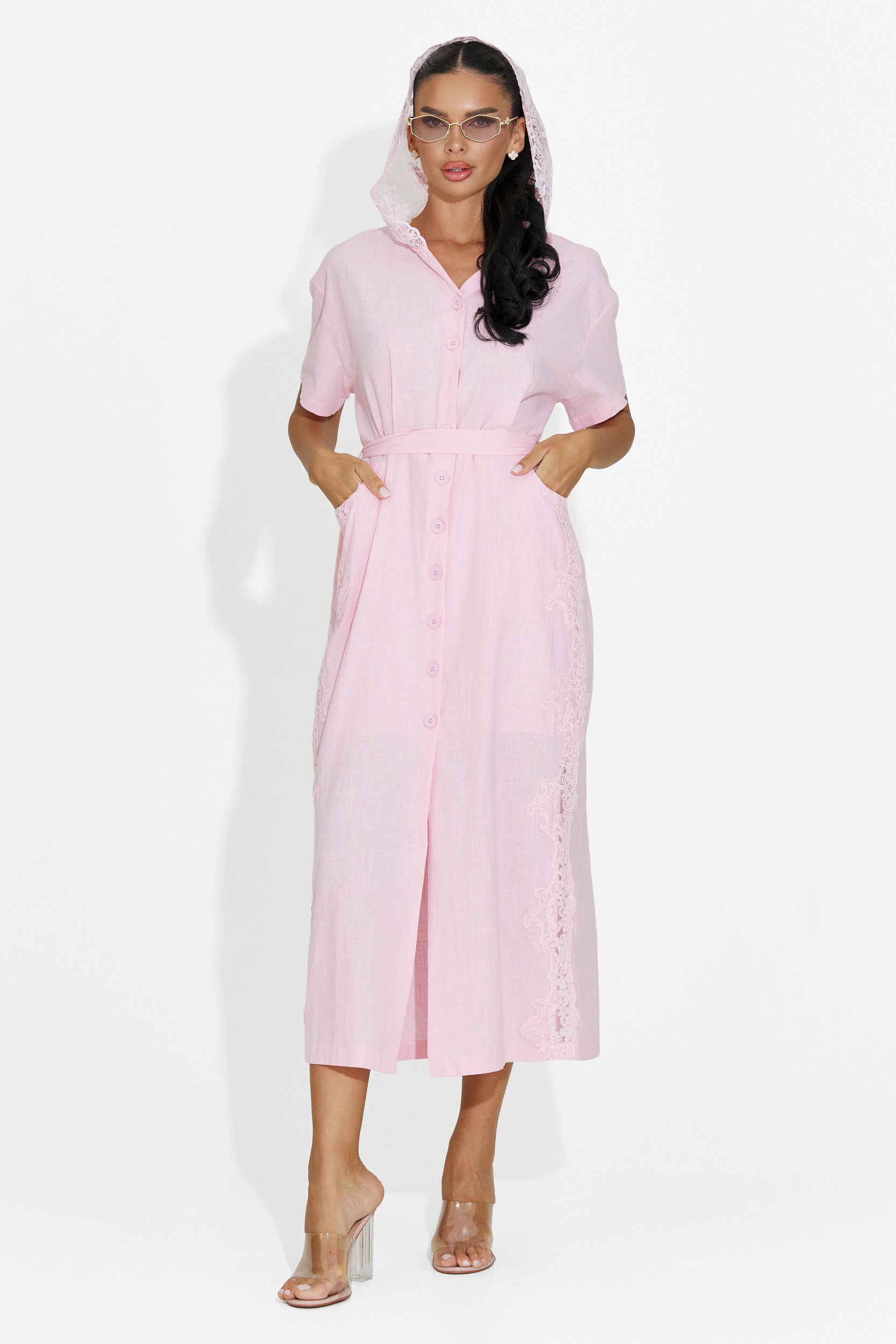 Vestito donna midi rosa Aneira Bogas
