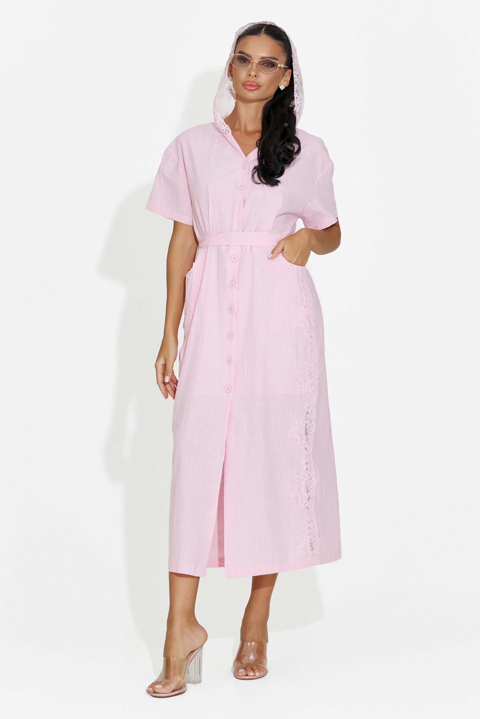 Vestito donna midi rosa Aneira Bogas