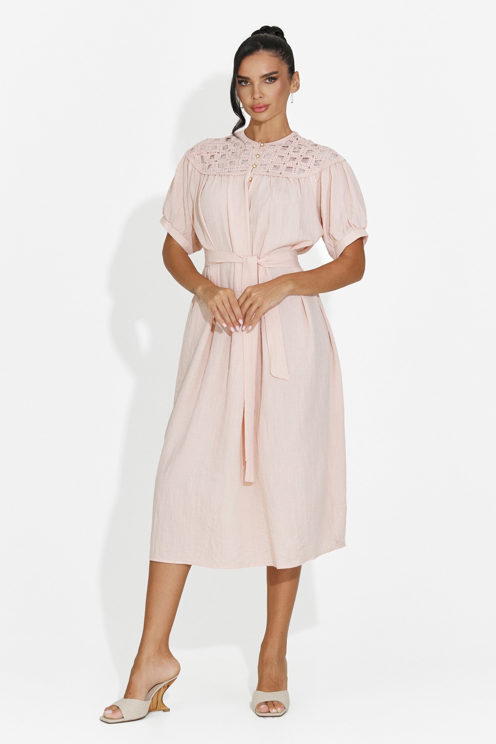 Abito donna midi rosa Olema Bogas