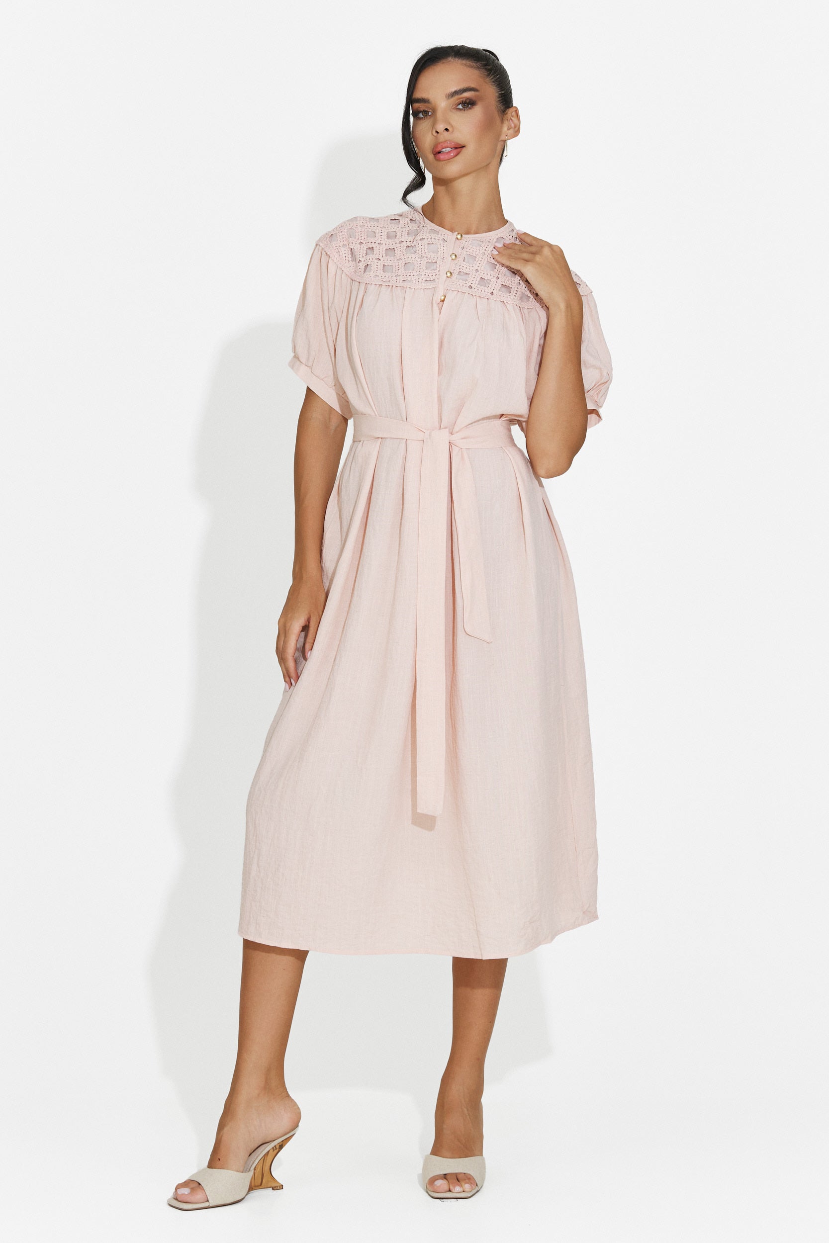 Abito donna midi rosa Olema Bogas