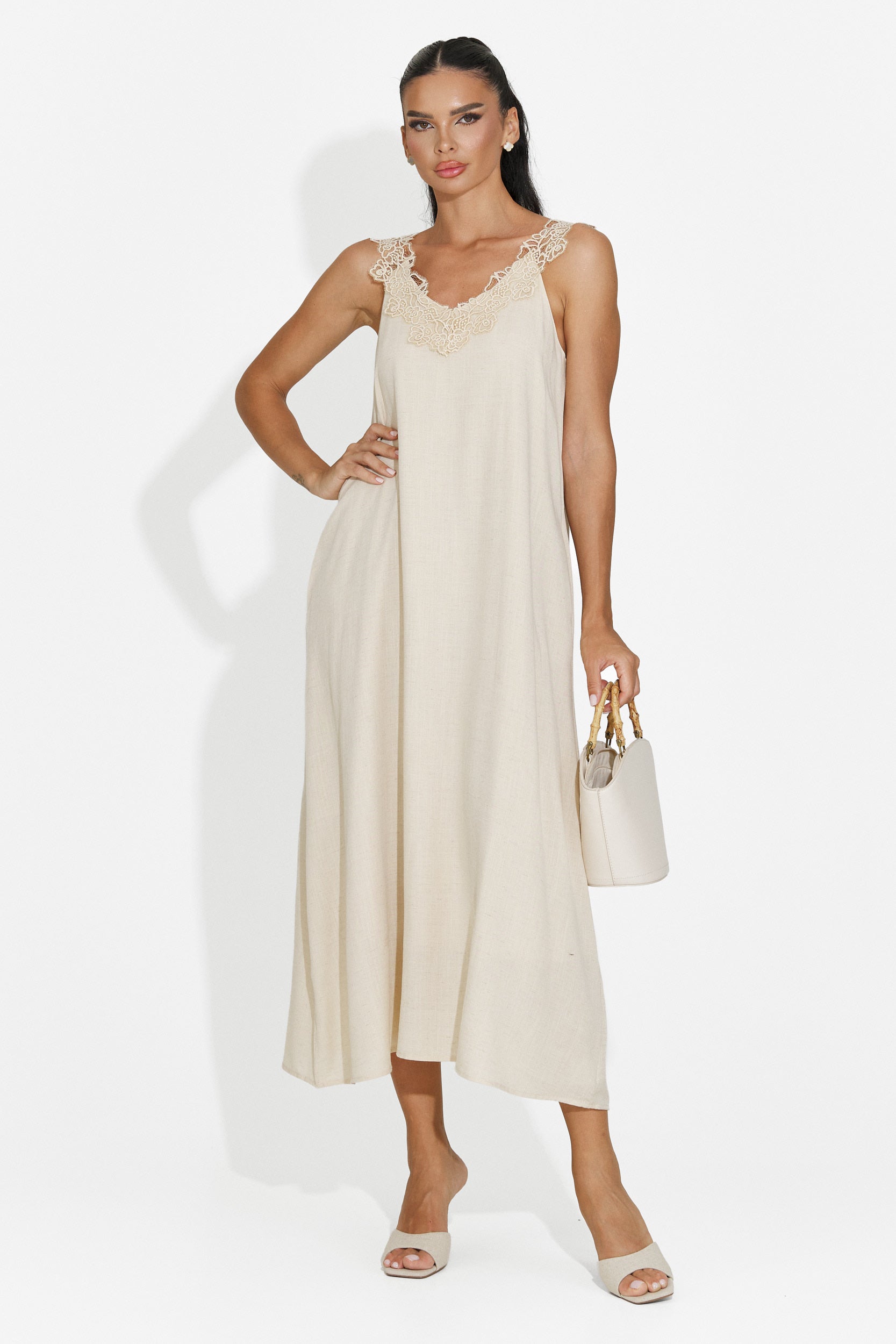 Vestito corto da donna beige Clarinia Bogas