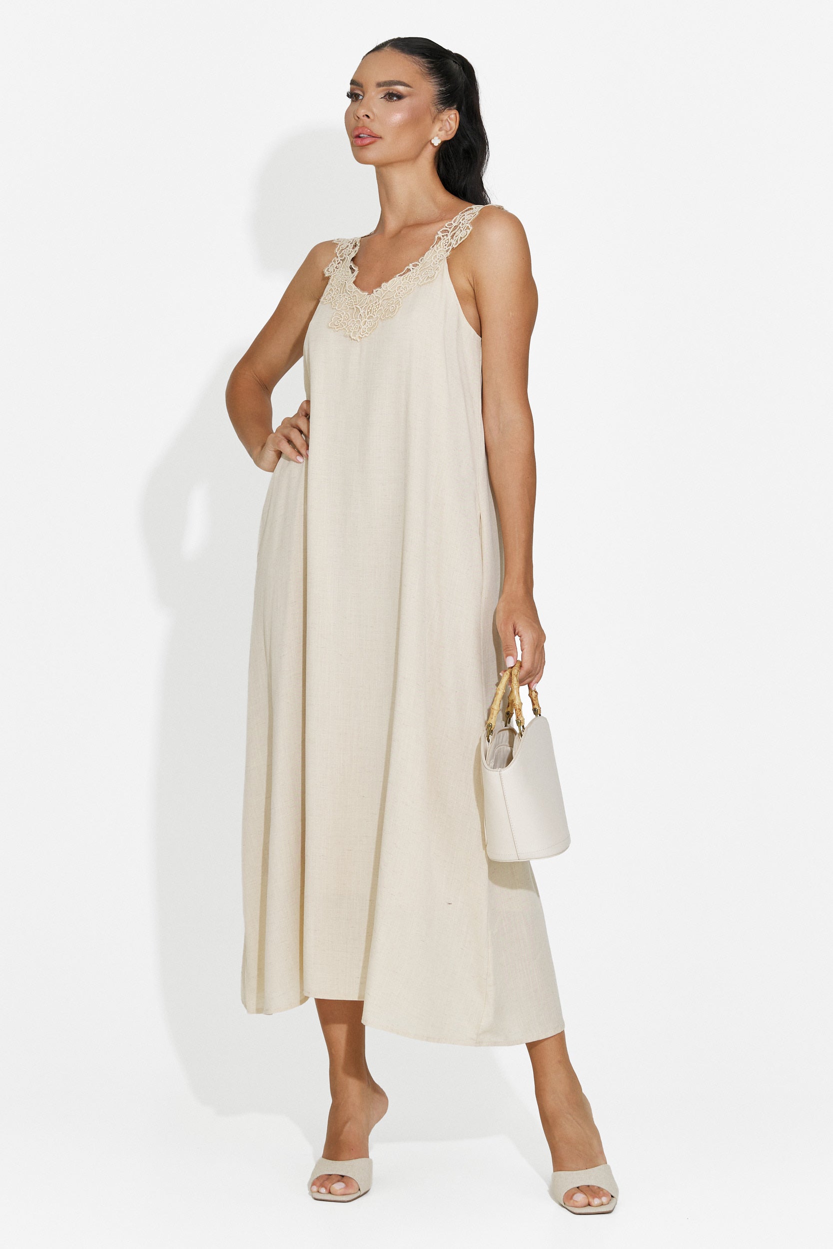 Vestito corto da donna beige Clarinia Bogas