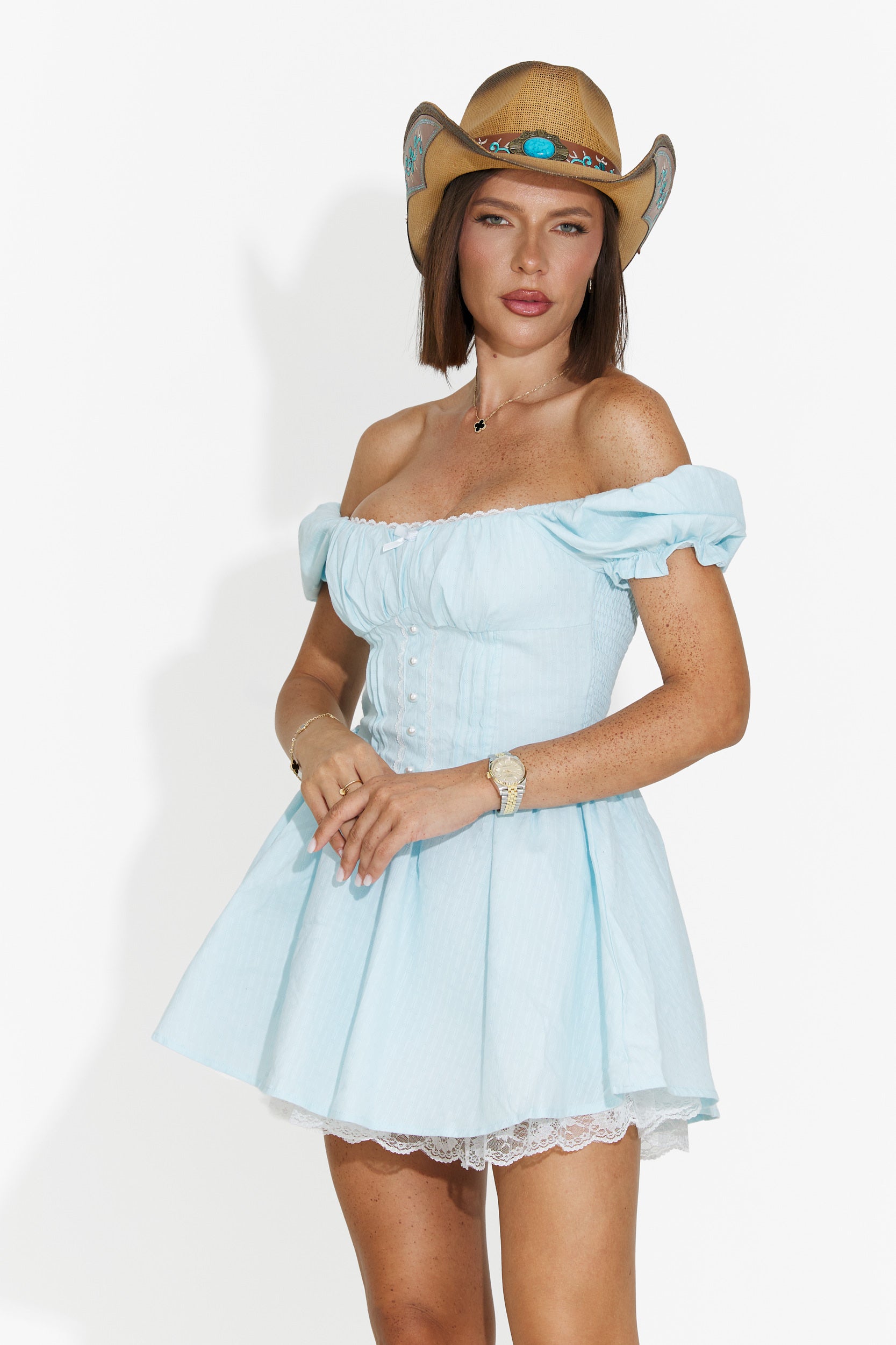 Abito donna corto azzurro Alesandria Bogas
