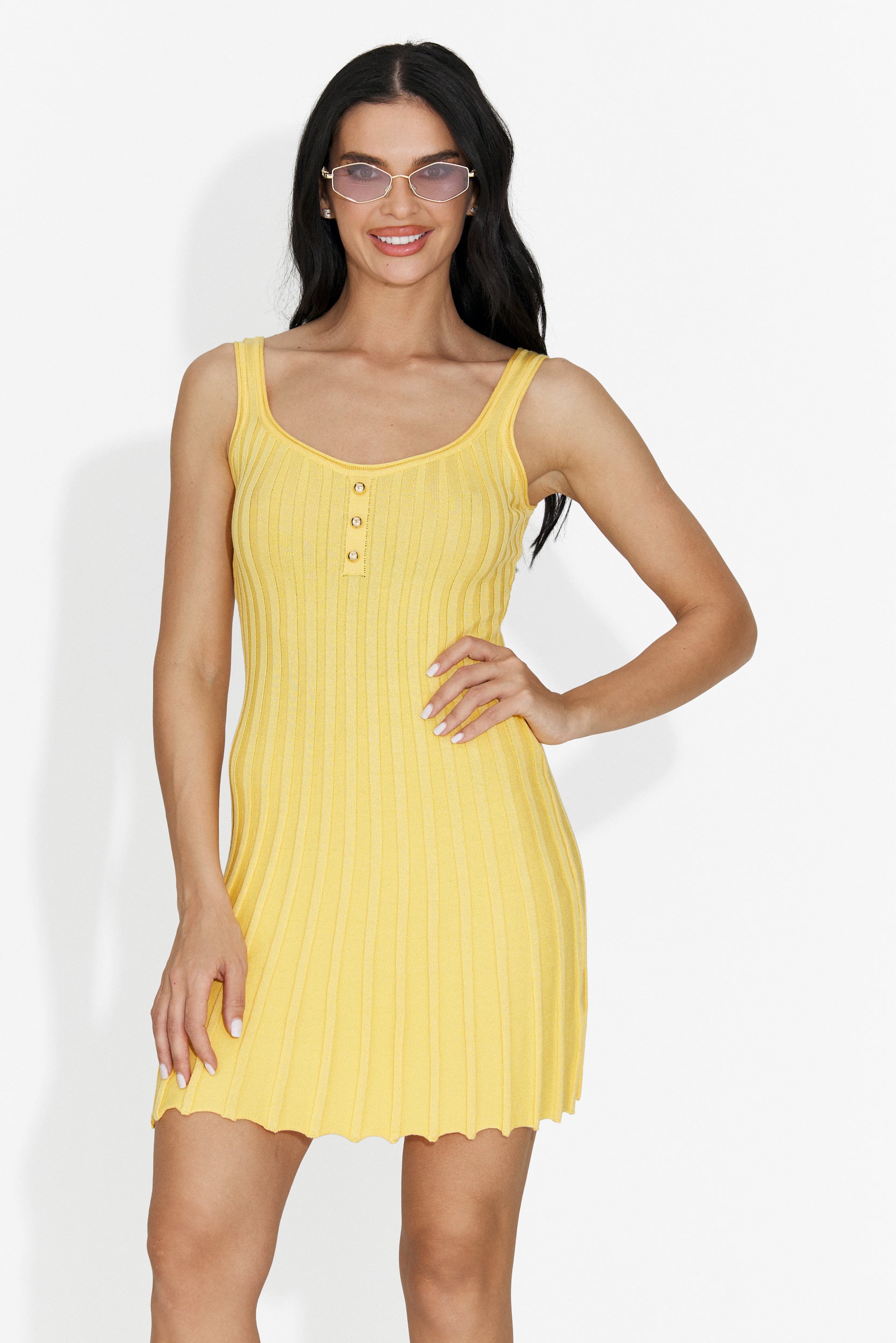 Vestito Giallo Corto da Donna di Kiaya Bogas