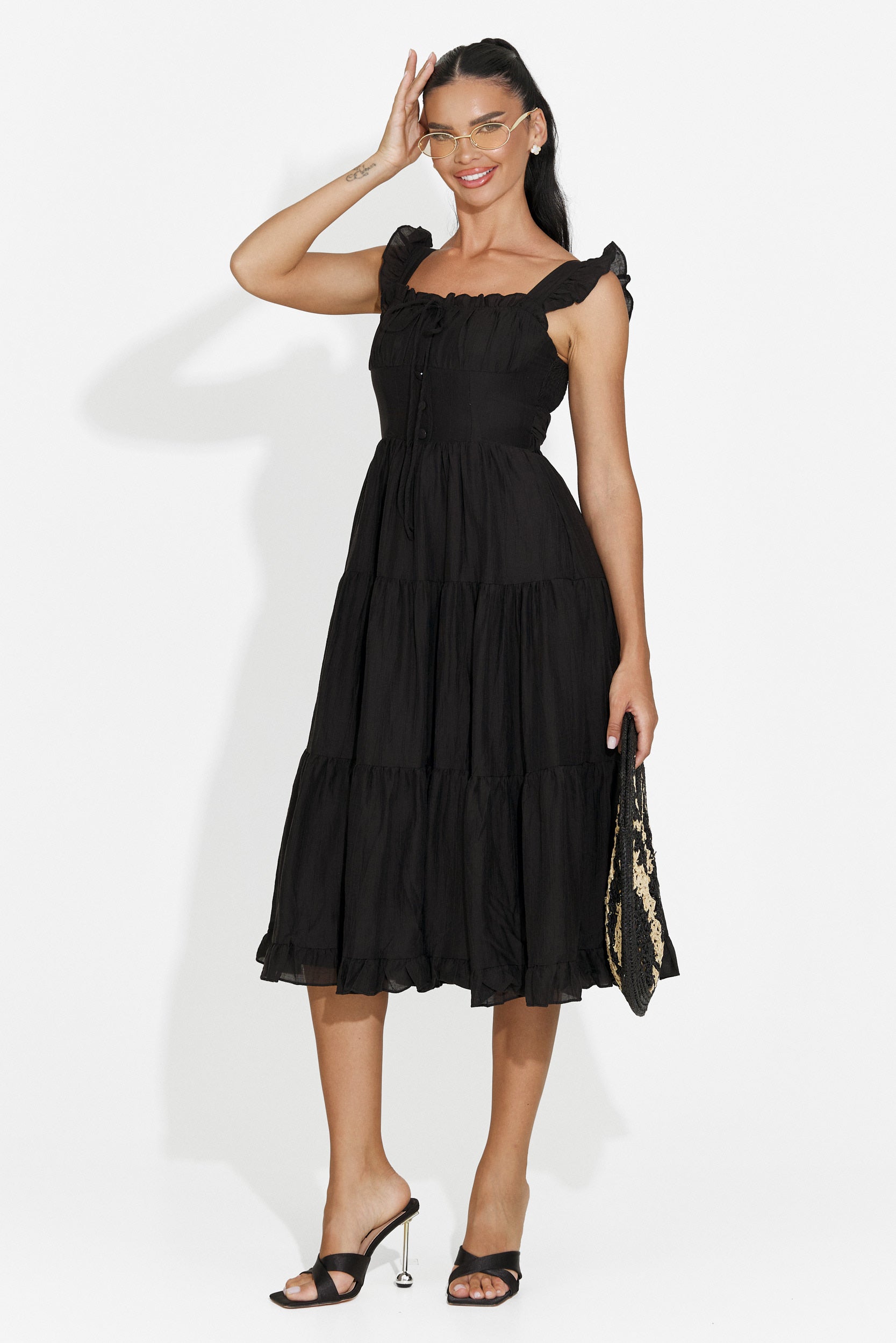 Abito donna corto nero Camenia Bogas