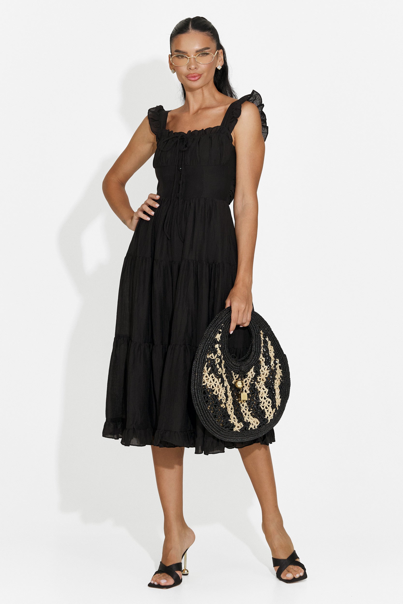 Abito donna corto nero Camenia Bogas