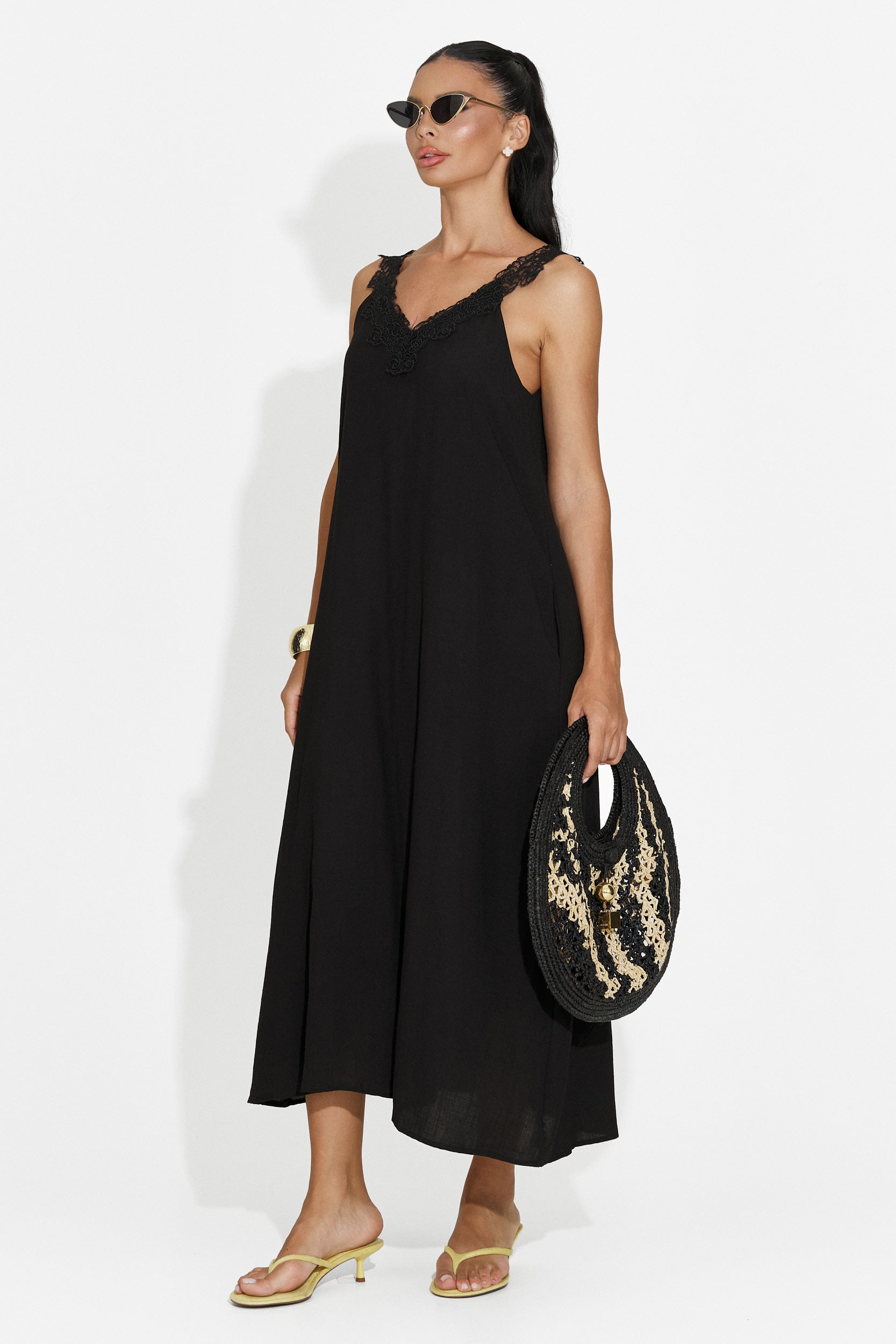 Vestito corto da donna nero Clarinia Bogas