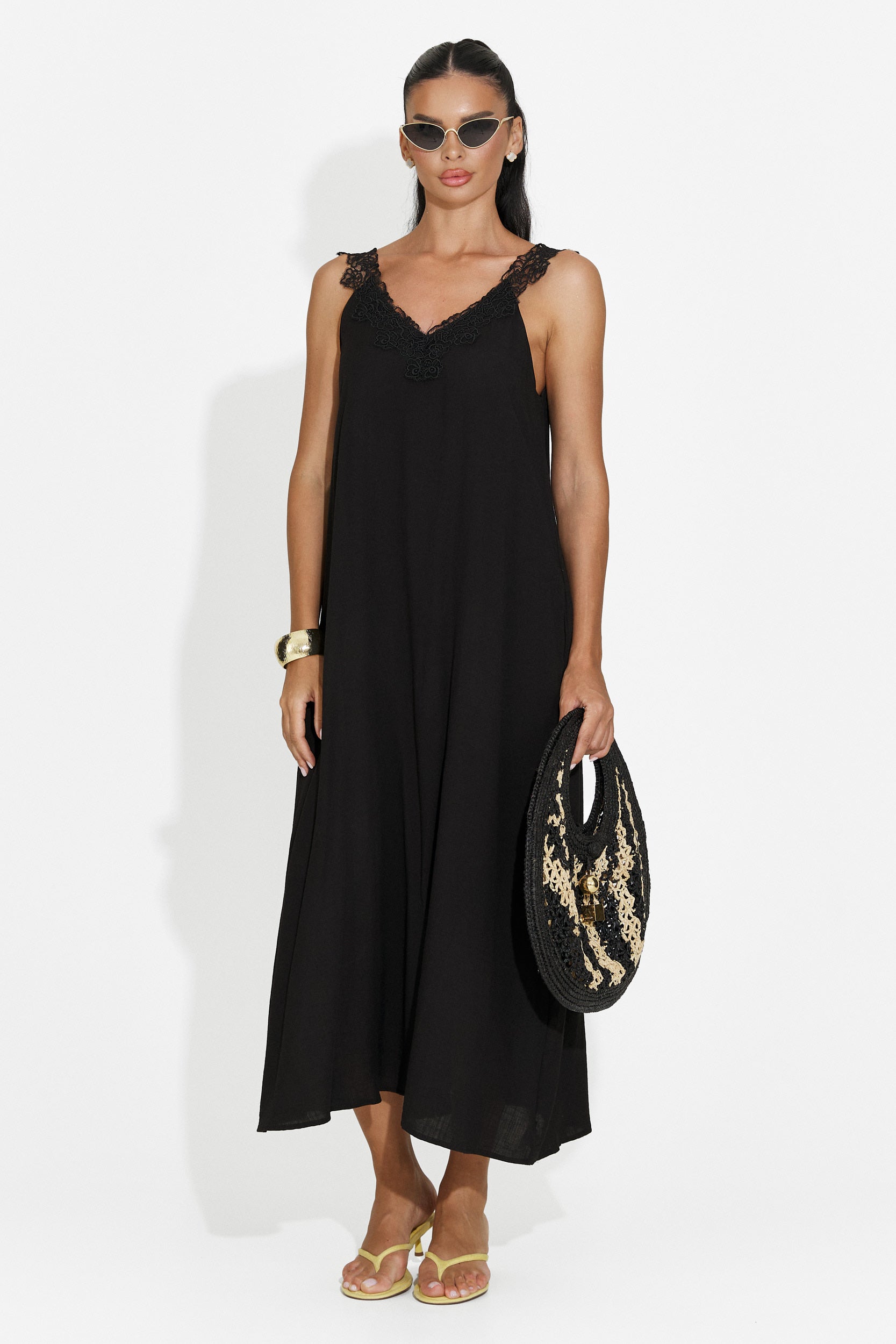 Vestito corto da donna nero Clarinia Bogas