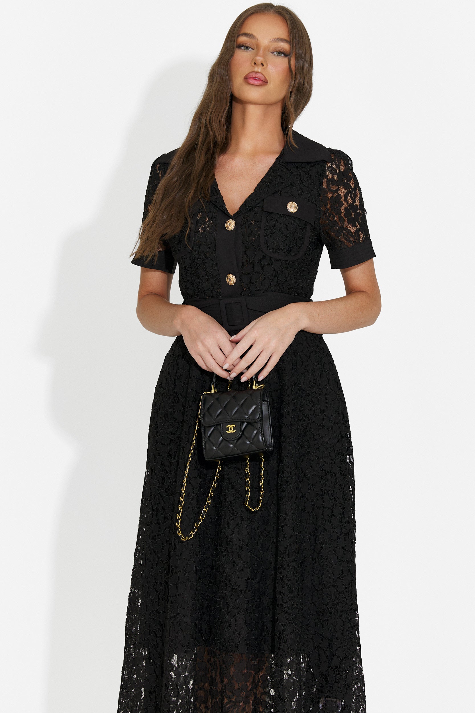 Vestito donna lungo nero Vosira Bogas