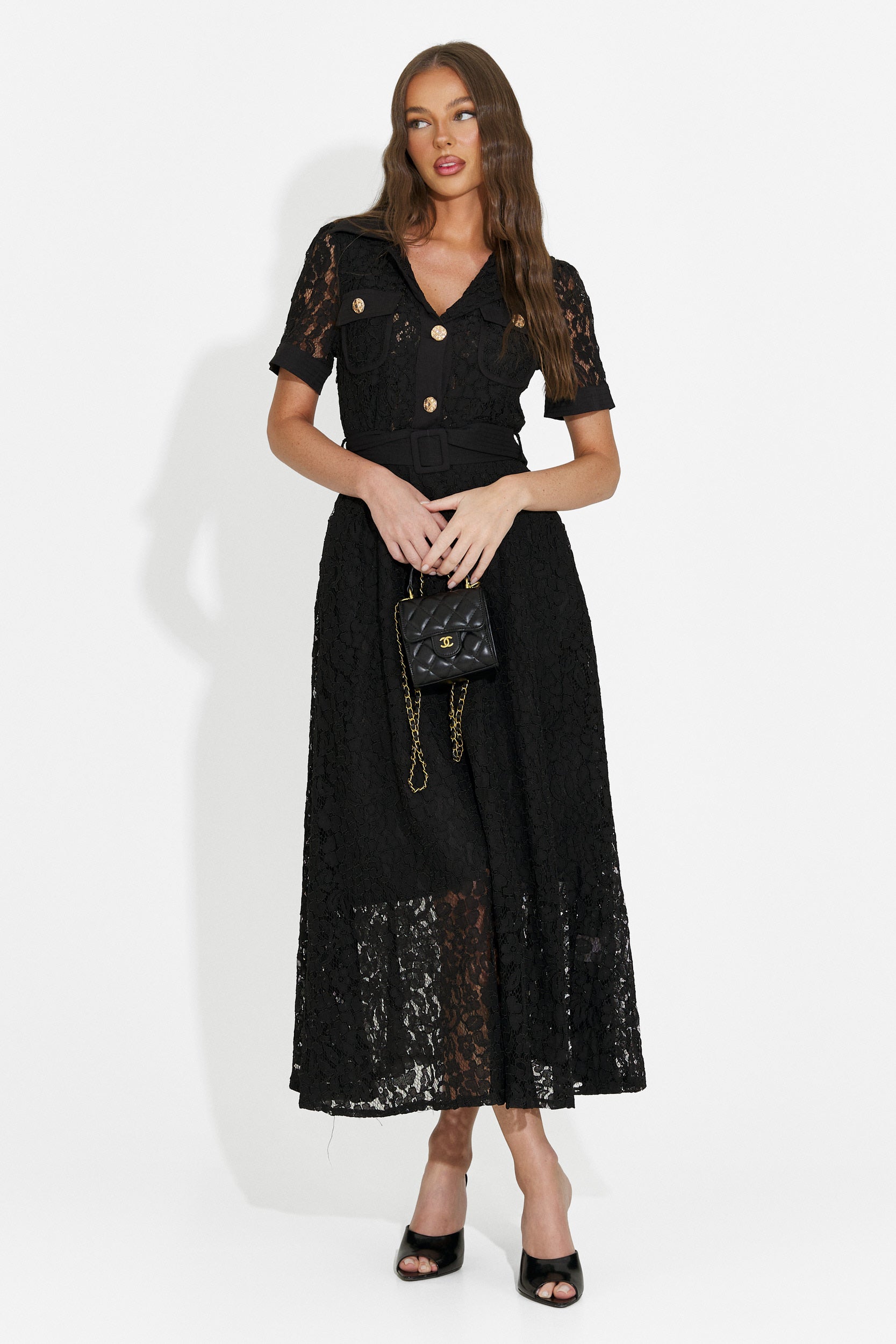 Vestito donna lungo nero Vosira Bogas