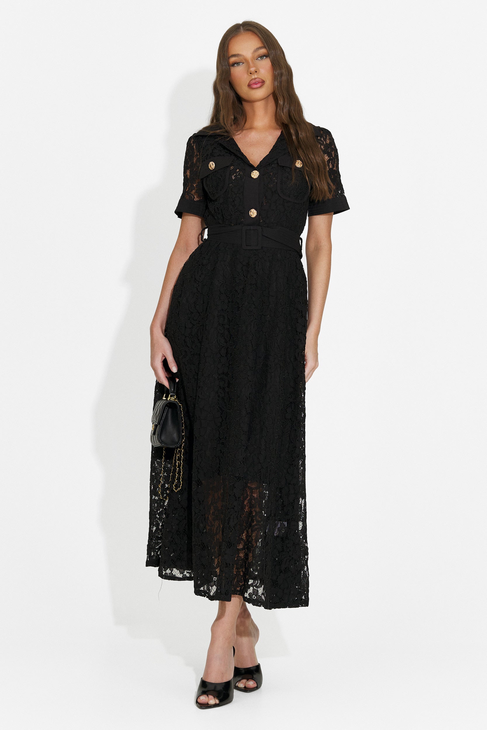 Vestito donna lungo nero Vosira Bogas