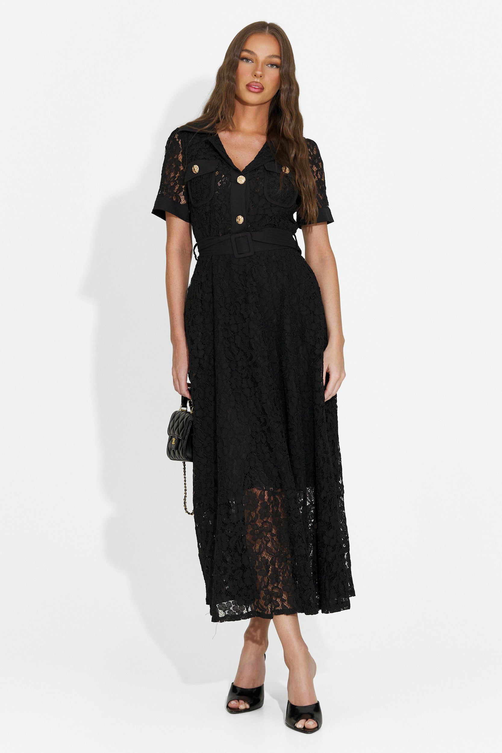 Vestito donna lungo nero Vosira Bogas