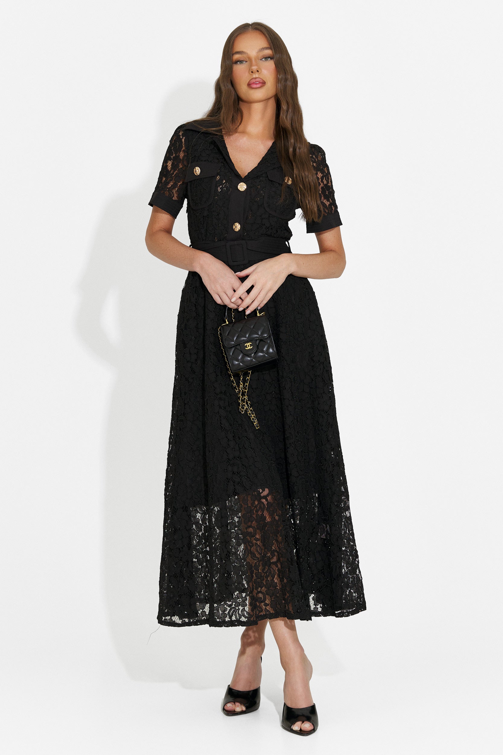 Vestito donna lungo nero Vosira Bogas