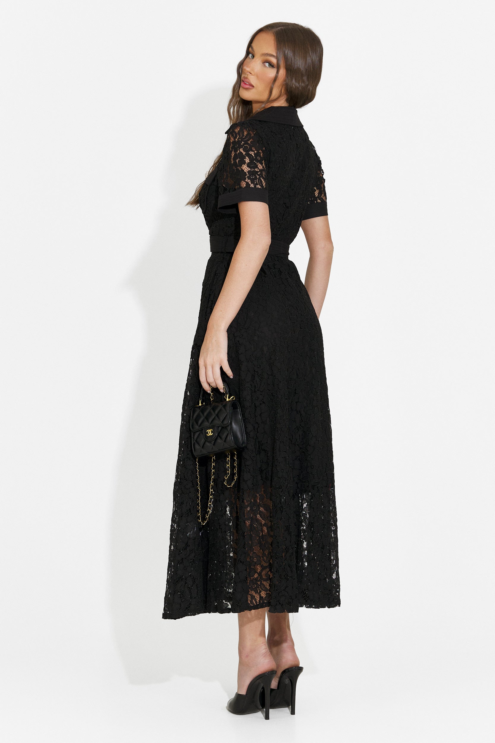 Vestito donna lungo nero Vosira Bogas