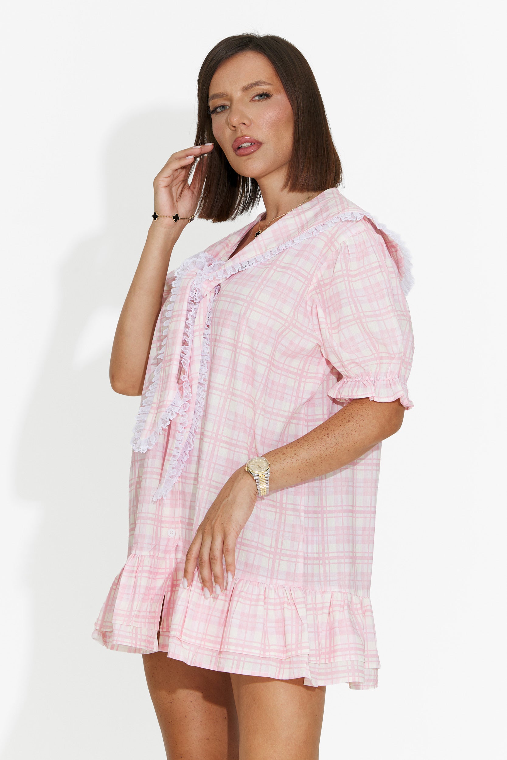 Vestito donna corto tipo camicia rosa Beshoka Bogas