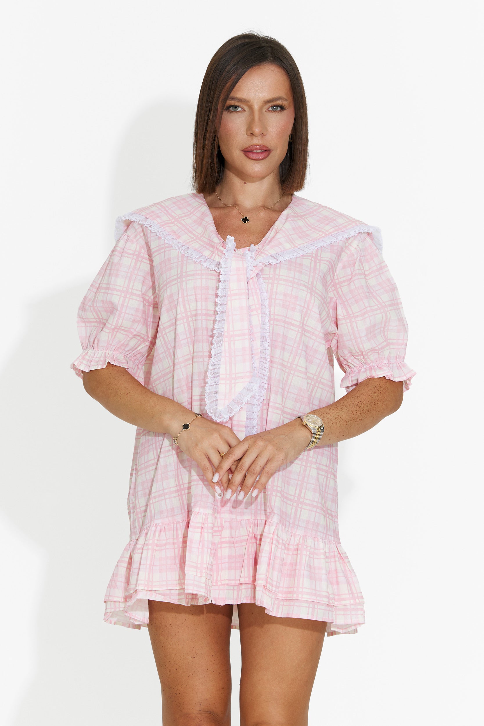 Vestito donna corto tipo camicia rosa Beshoka Bogas