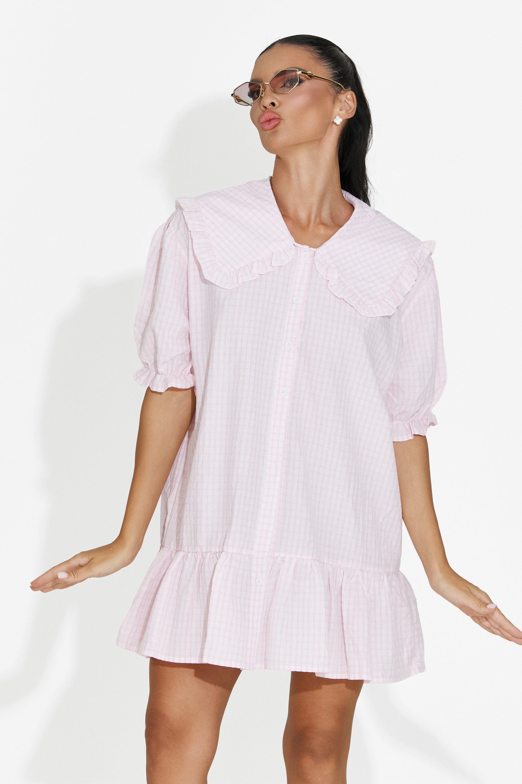 Abito donna tipo camicia corto rosa Dolima Bogas
