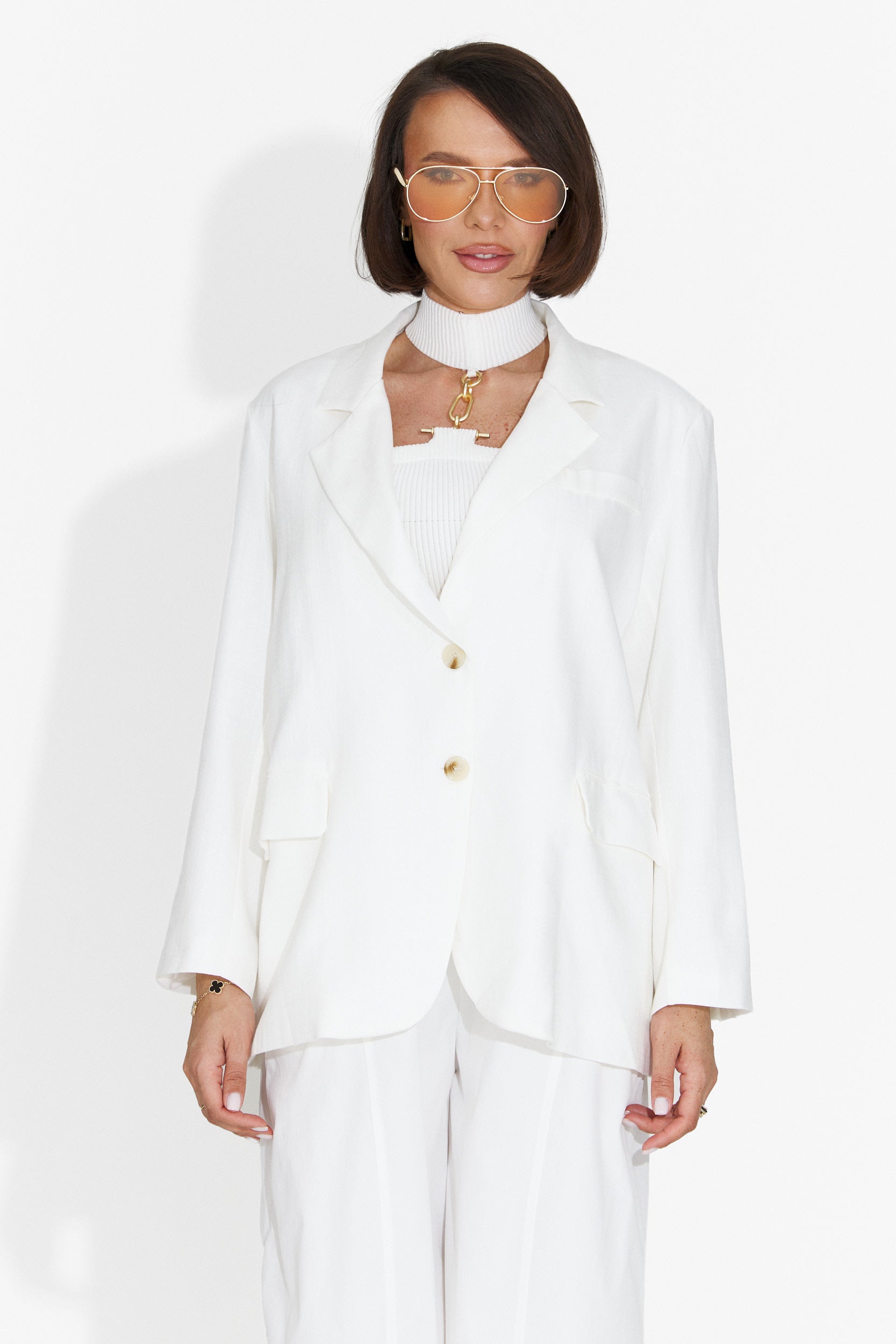 Blazer Casual Bianco da Donna di Foxglove Bogas