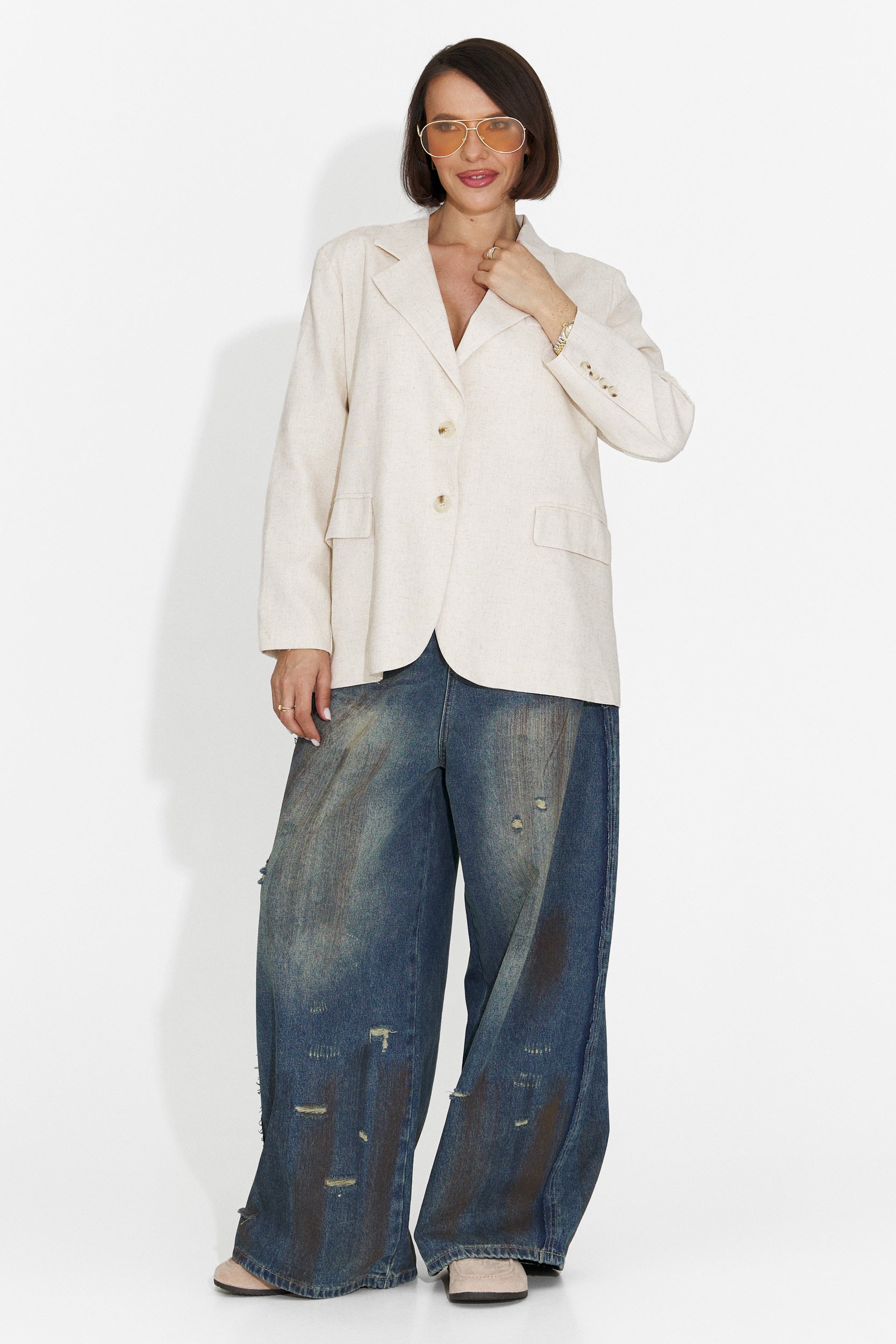 Blazer Beige Casual da Donna di Foxglove Bogas