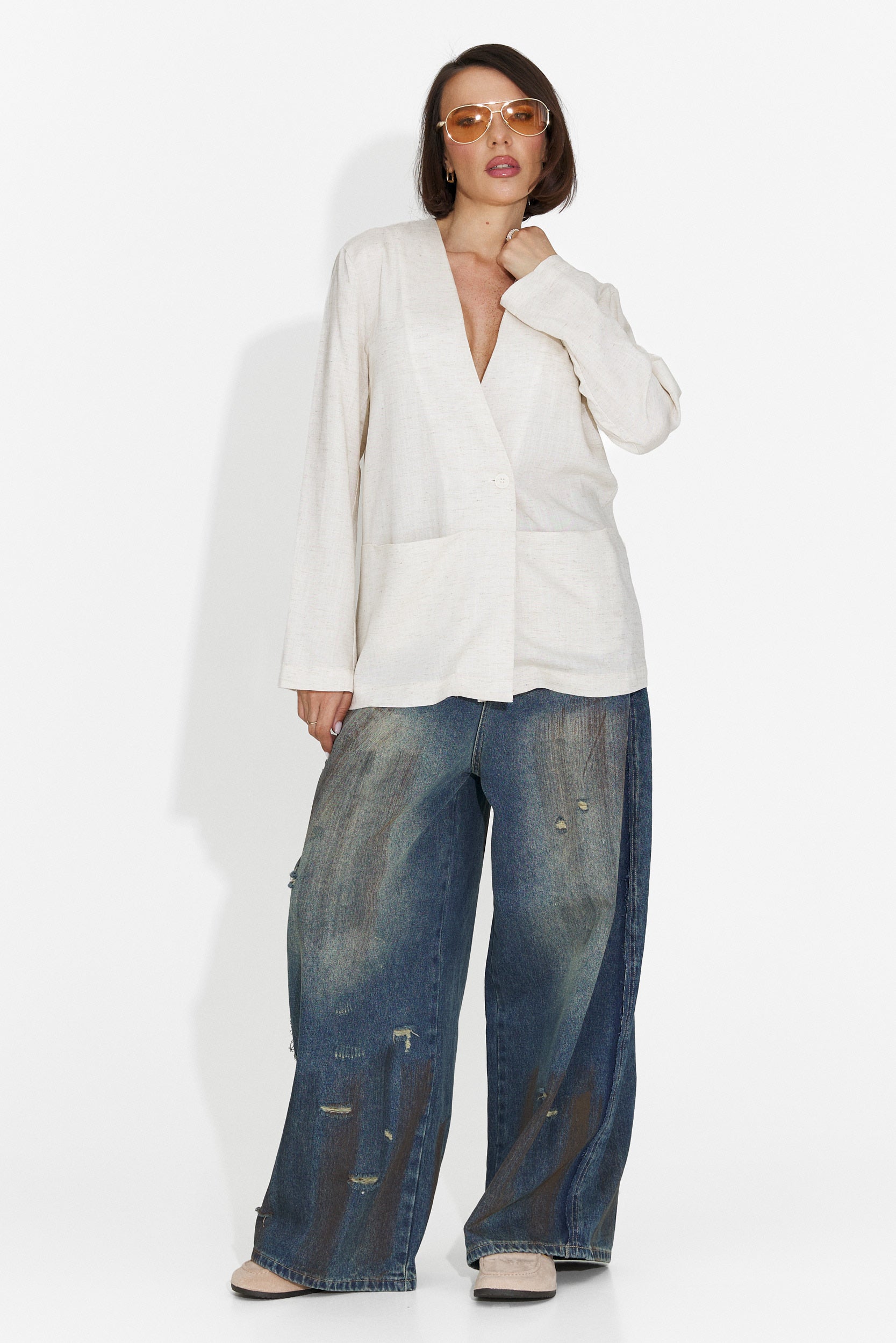 Elegante blazer beige da donna Yarow Bogas