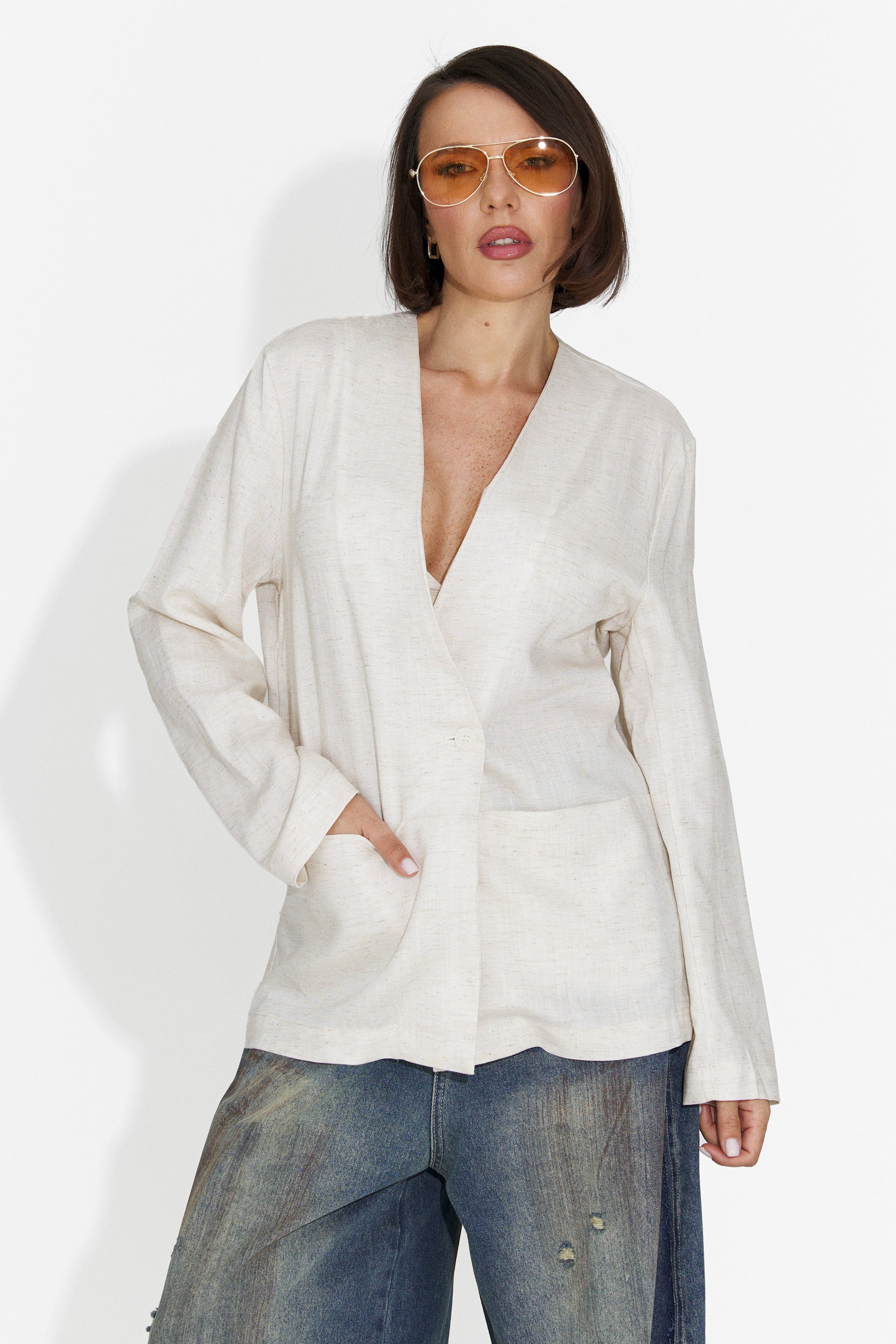 Elegante blazer beige da donna Yarow Bogas