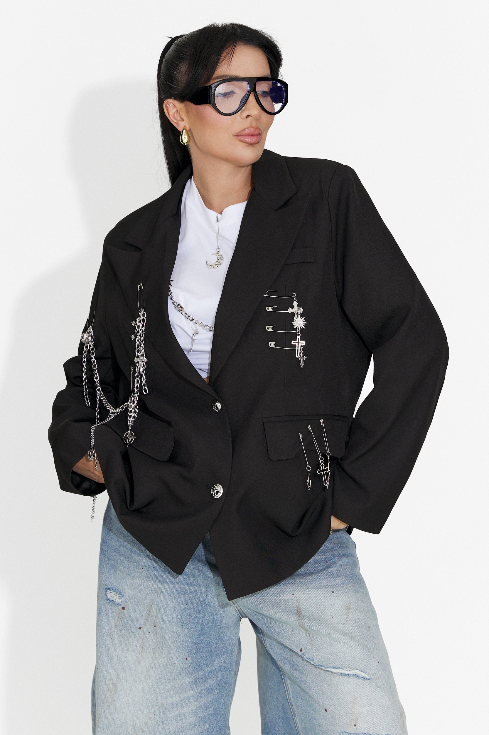 Elegante blazer nero da donna Amaranda Bogas