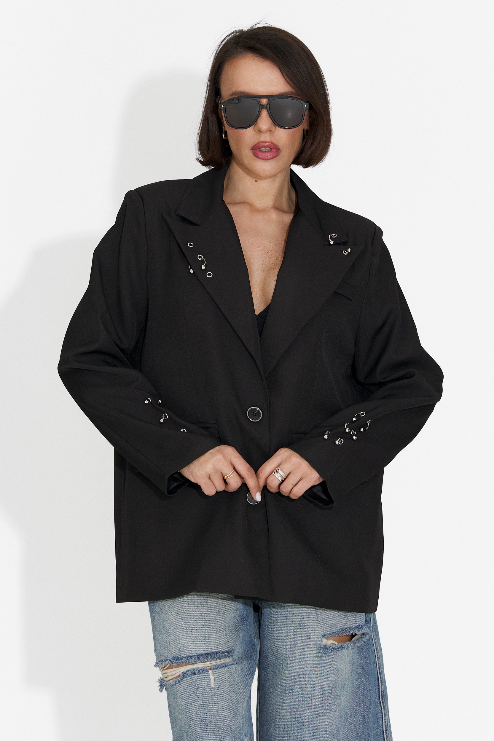 Elegante blazer nero da donna Kelda Bogas