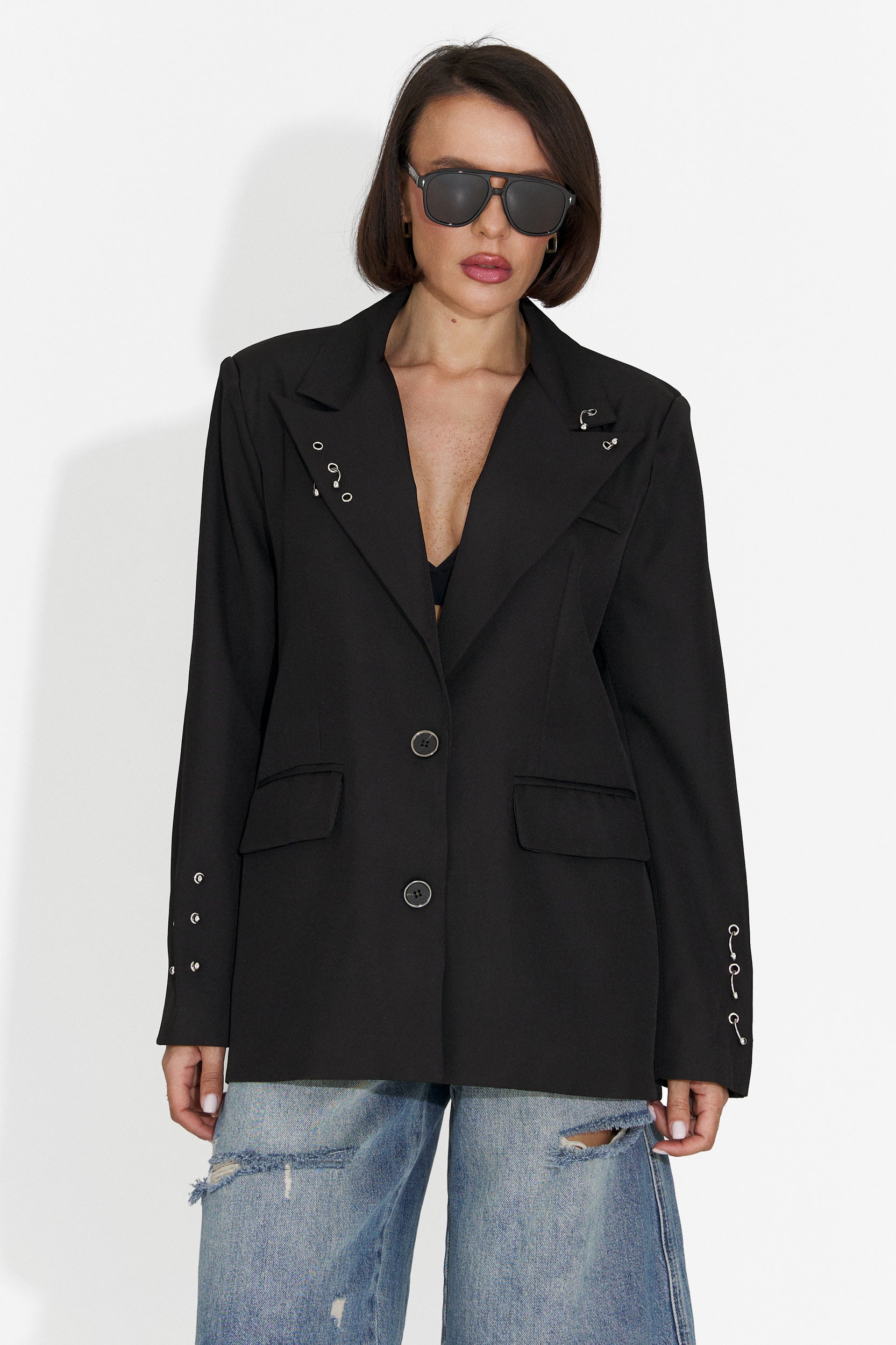 Elegante blazer nero da donna Kelda Bogas