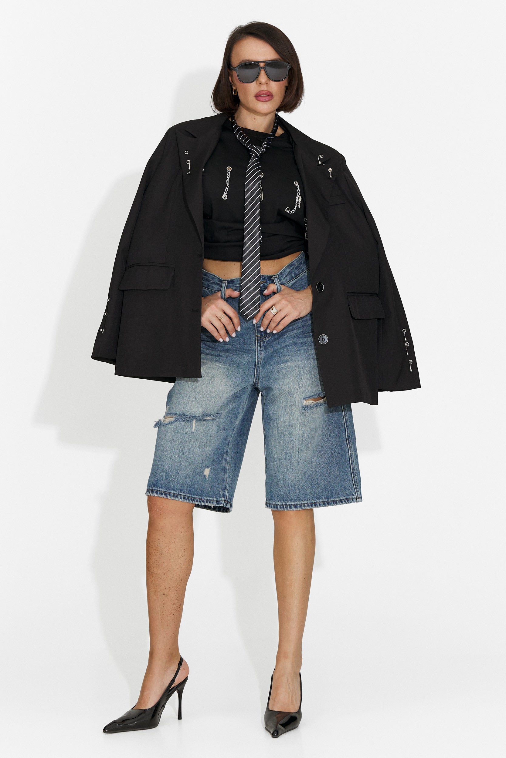 Elegante blazer nero da donna Kelda Bogas